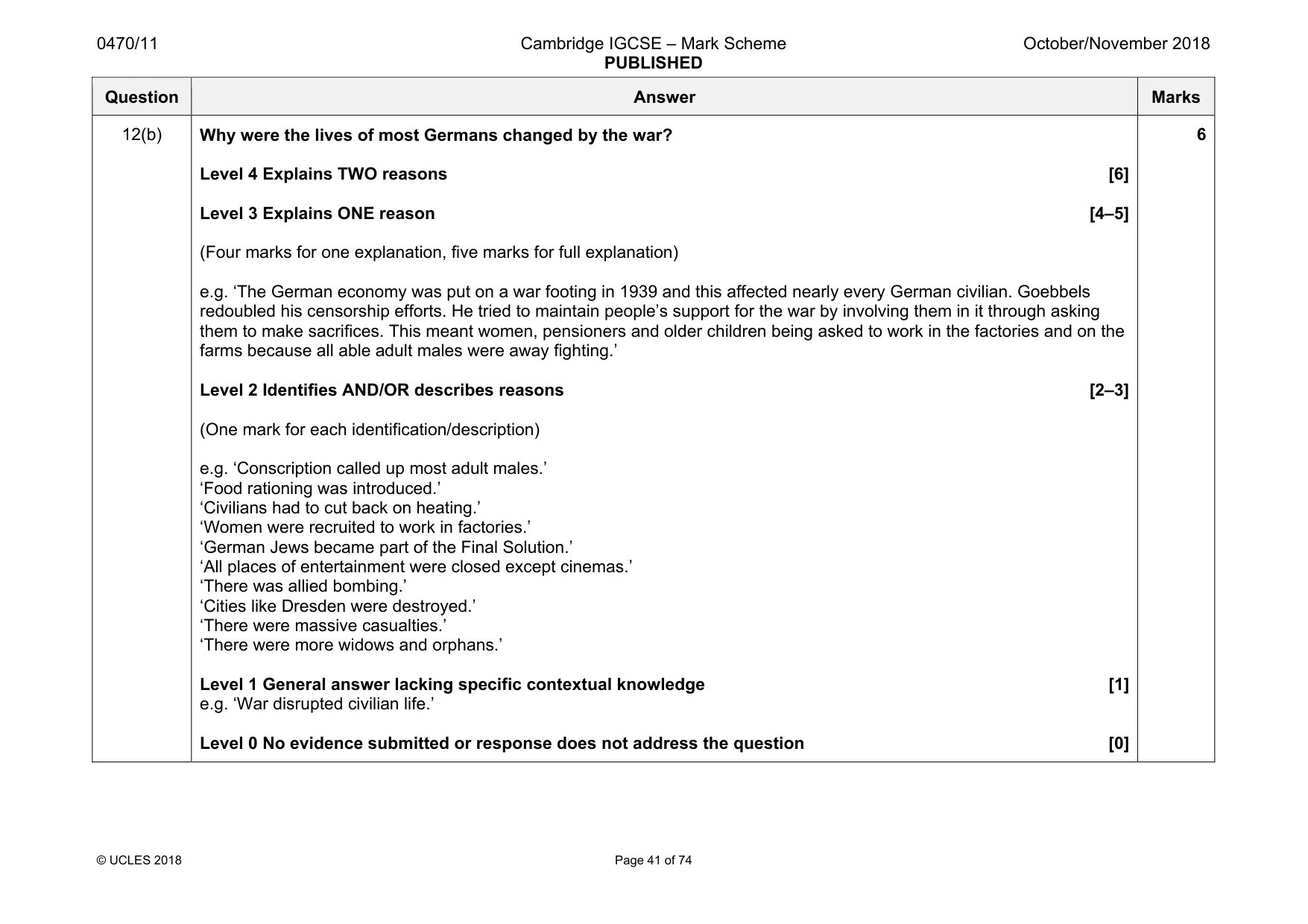 Mark scheme, page 41 of 74
