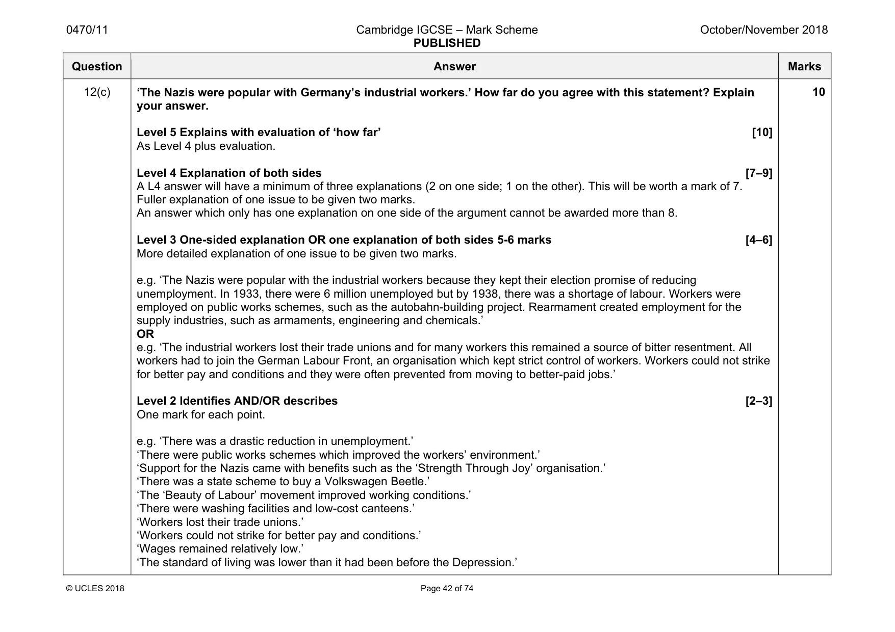 Mark scheme, page 42 of 74