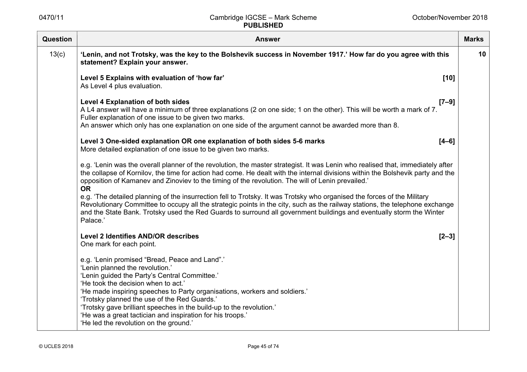 Mark scheme, page 45 of 74