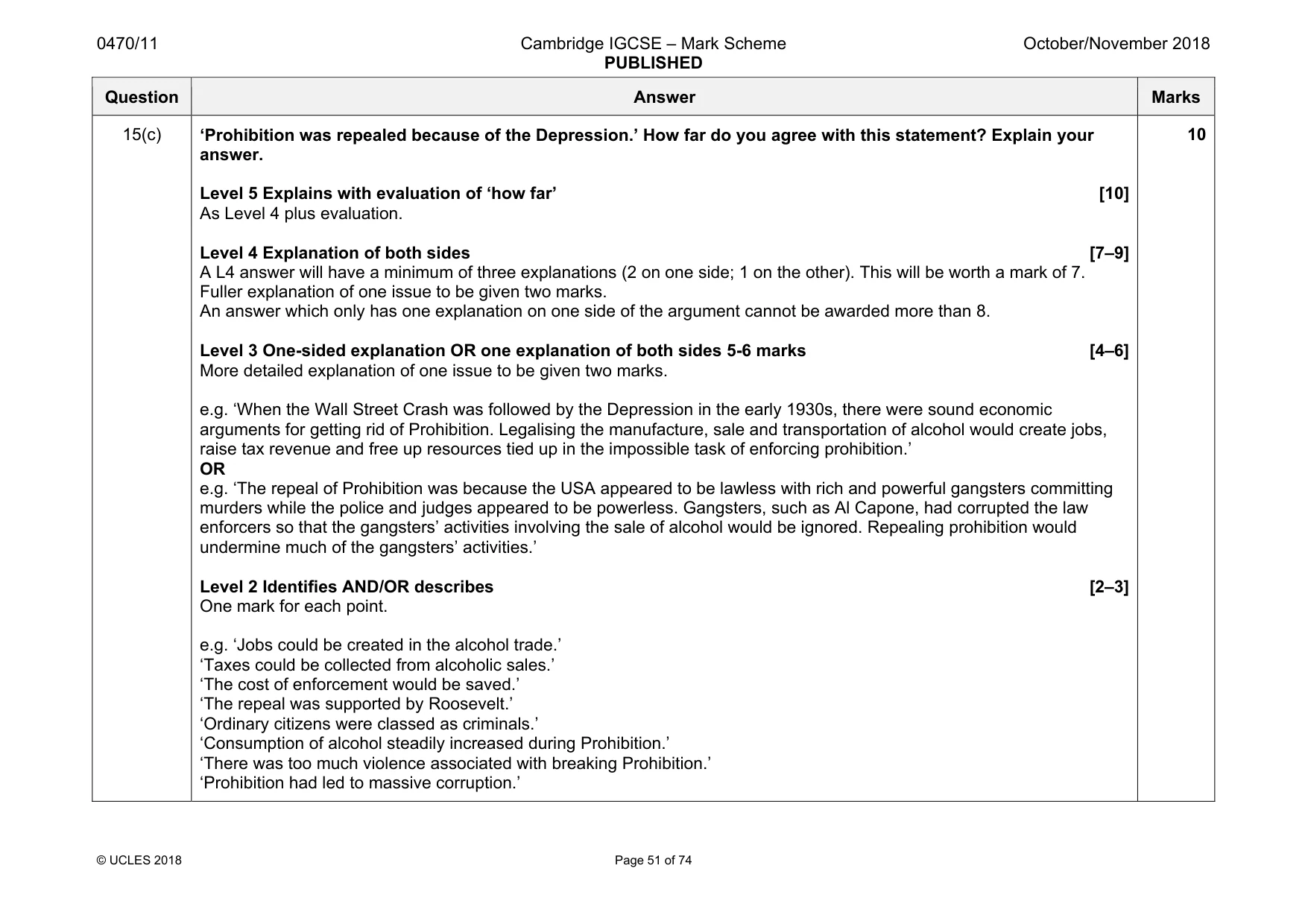 Mark scheme, page 51 of 74