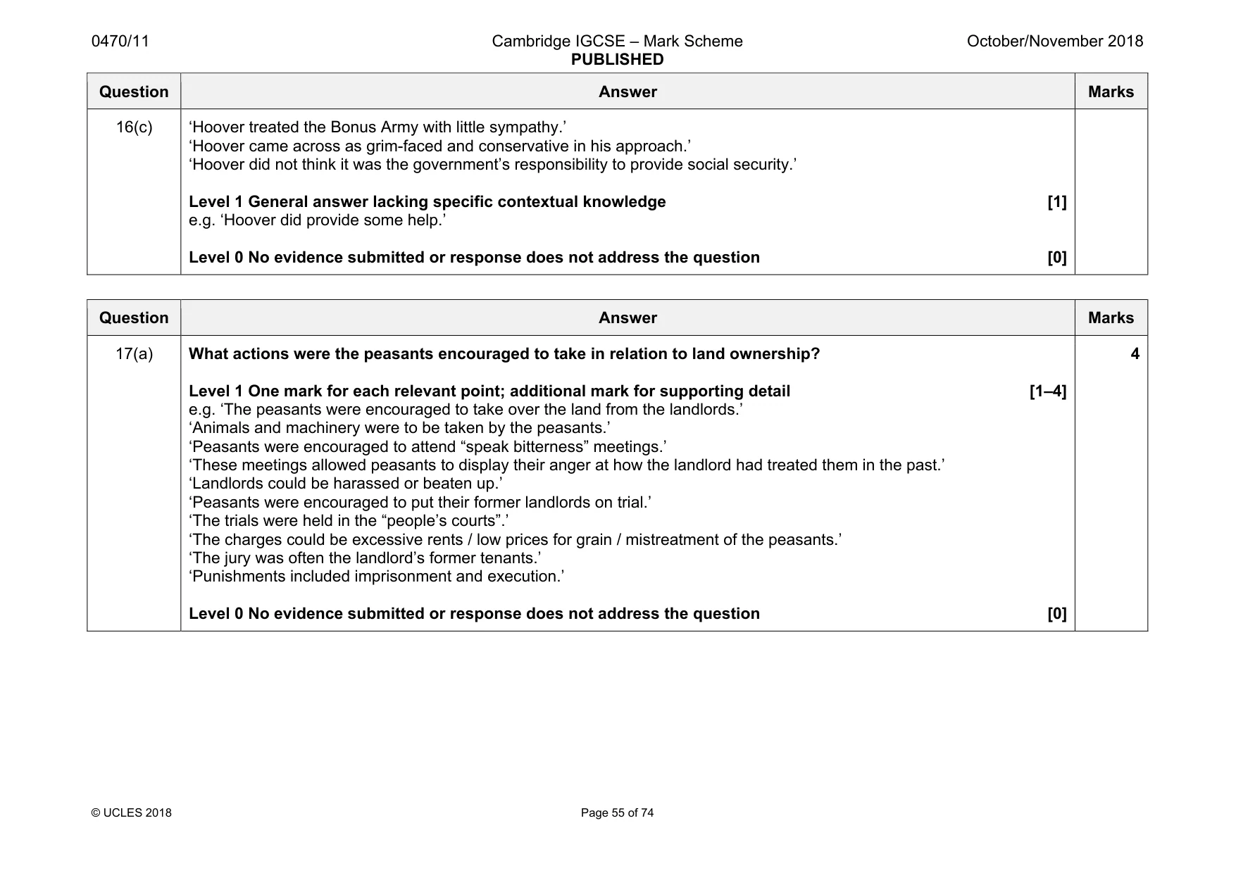 Mark scheme, page 55 of 74