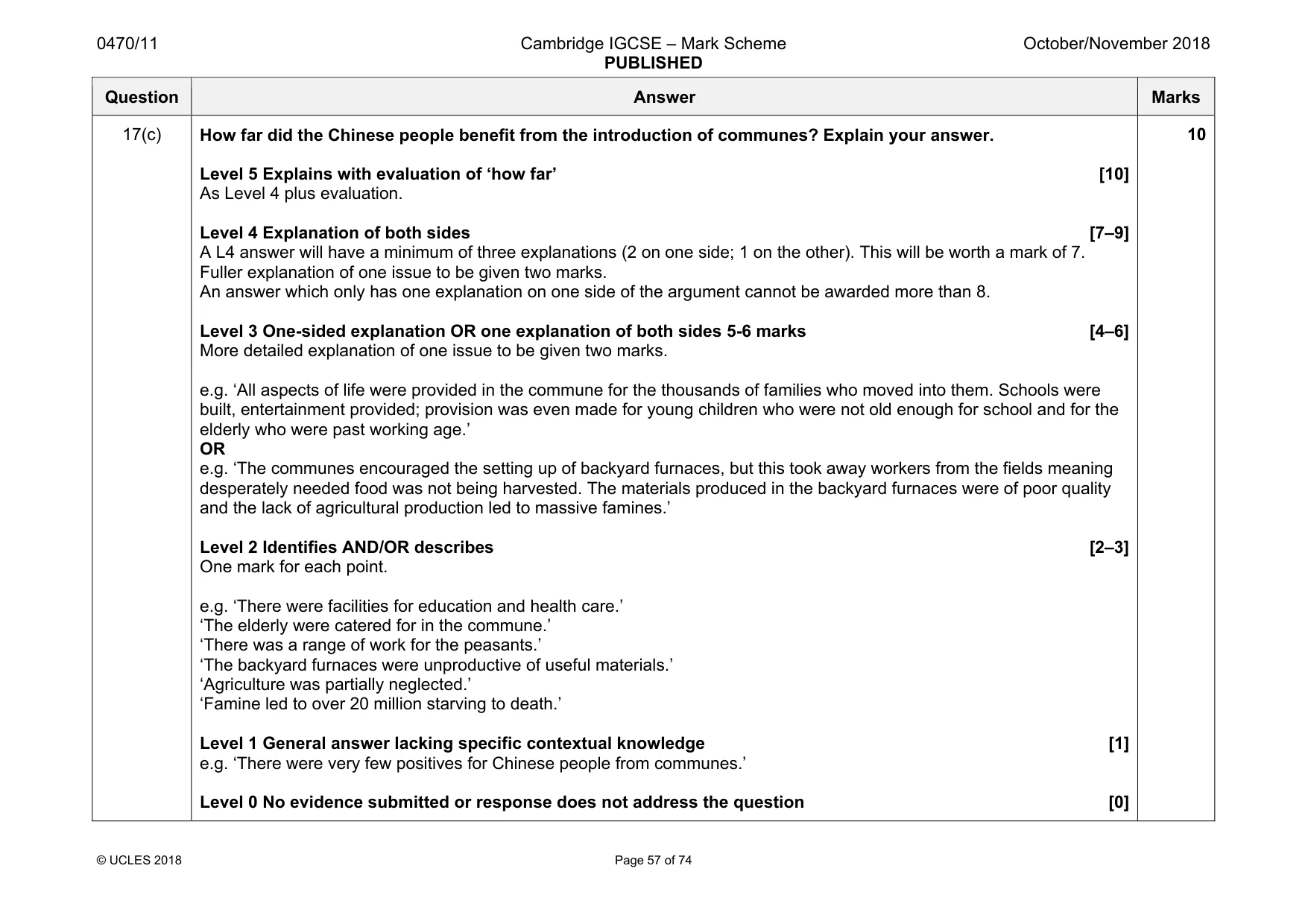 Mark scheme, page 57 of 74