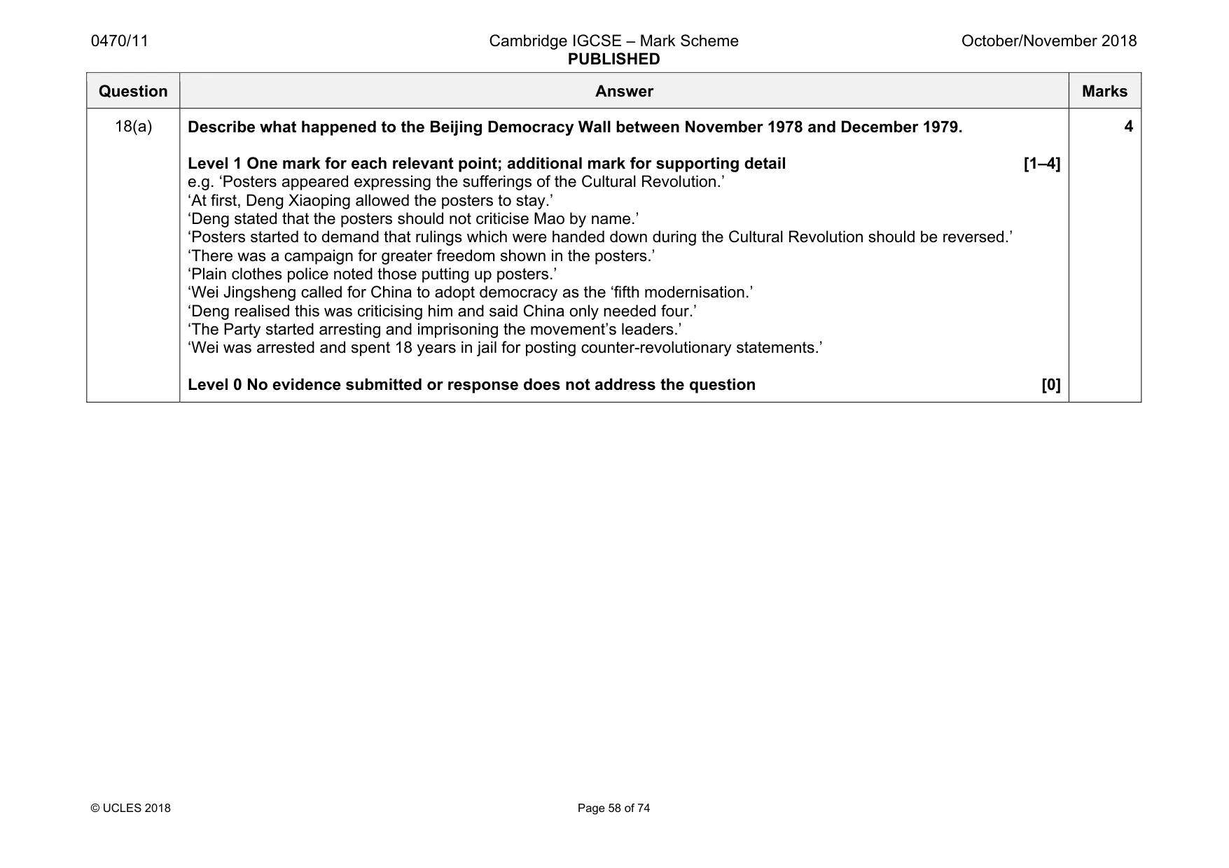 Mark scheme, page 58 of 74