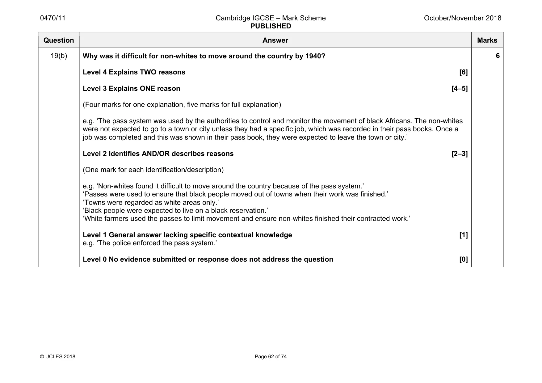 Mark scheme, page 62 of 74