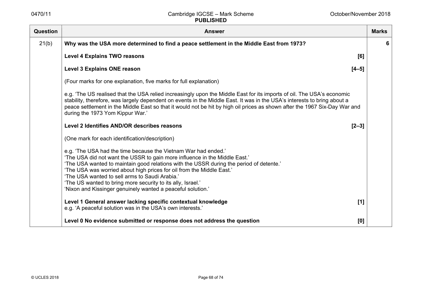 Mark scheme, page 68 of 74