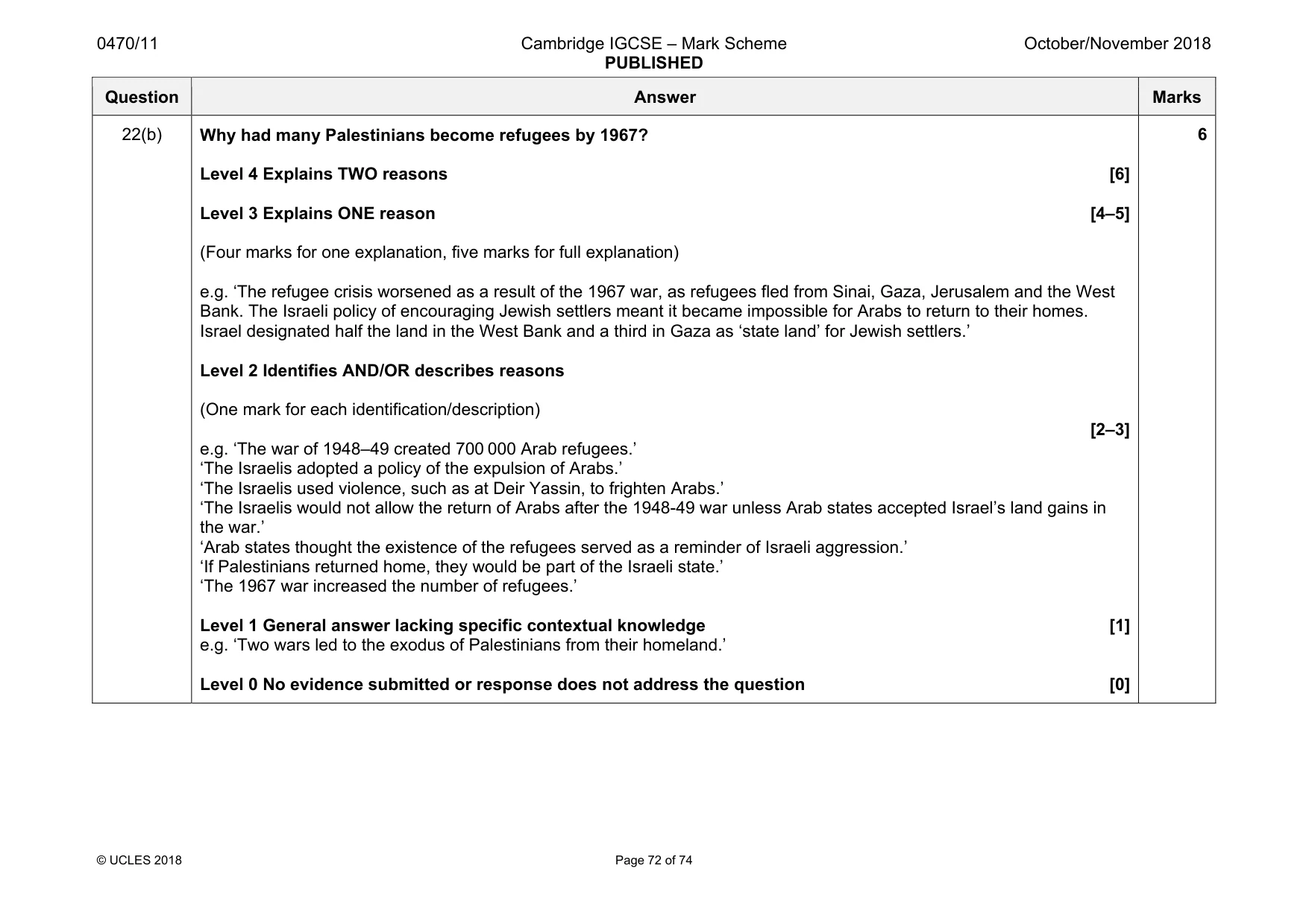 Mark scheme, page 72 of 74