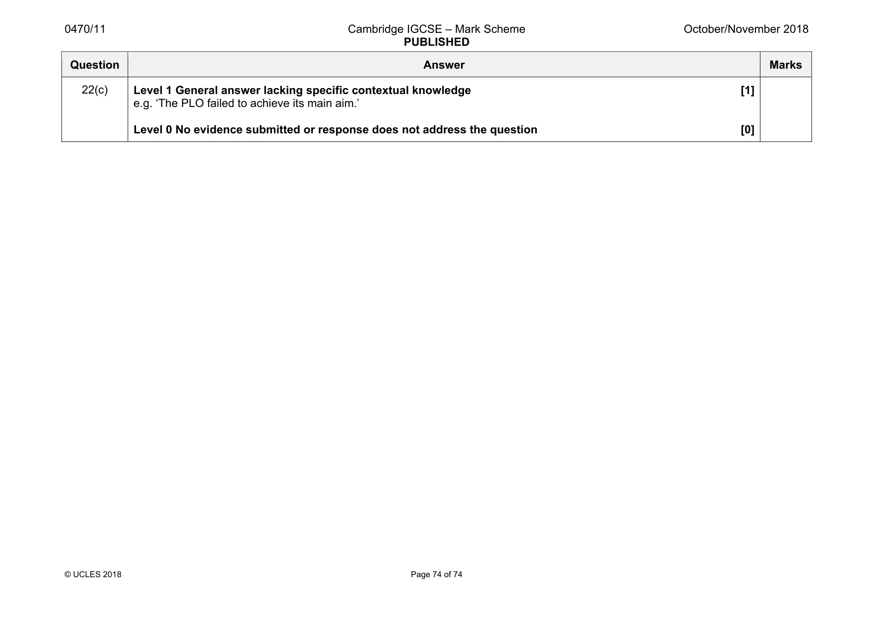 Mark scheme, page 74 of 74