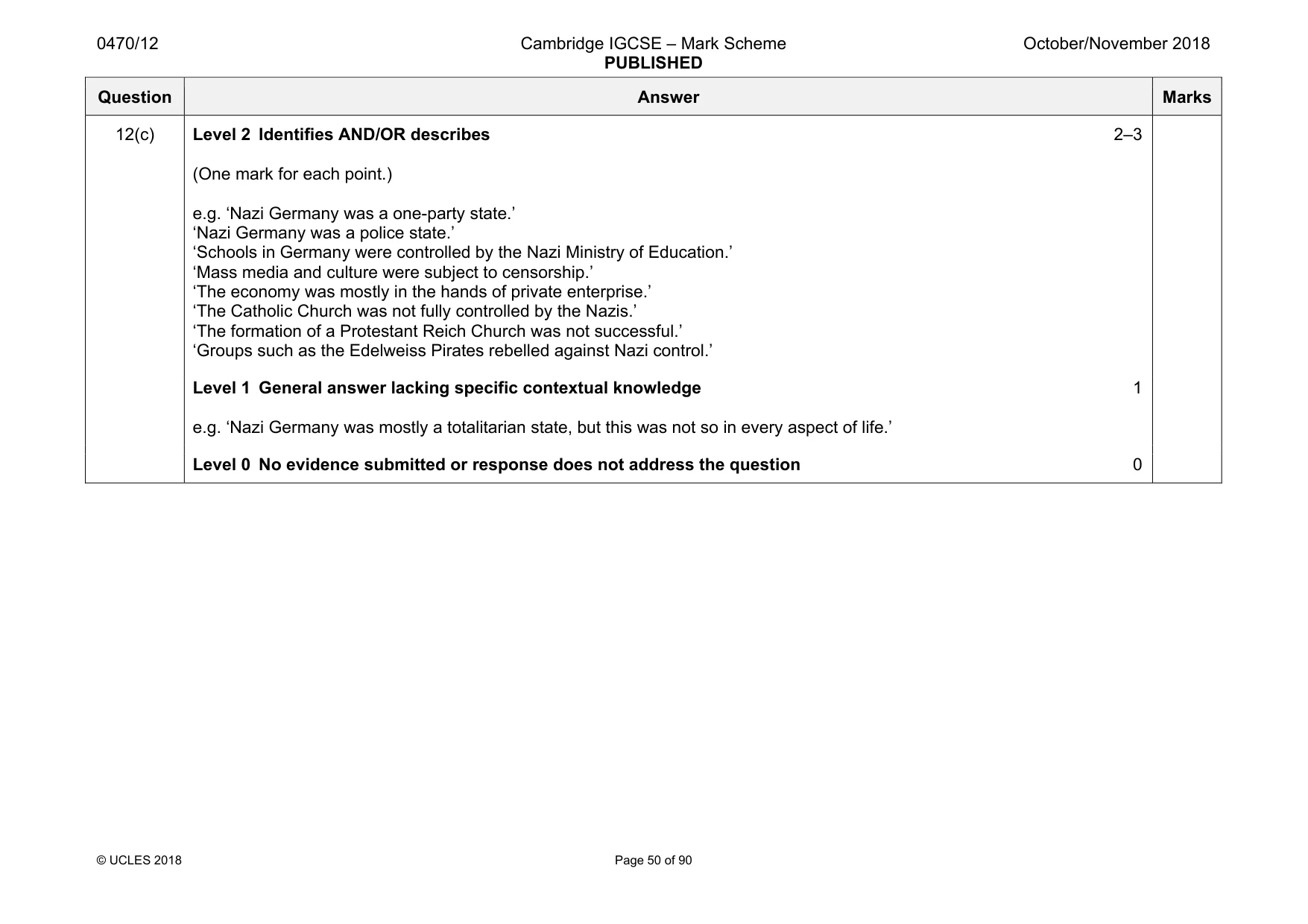 Mark scheme, page 50 of 90