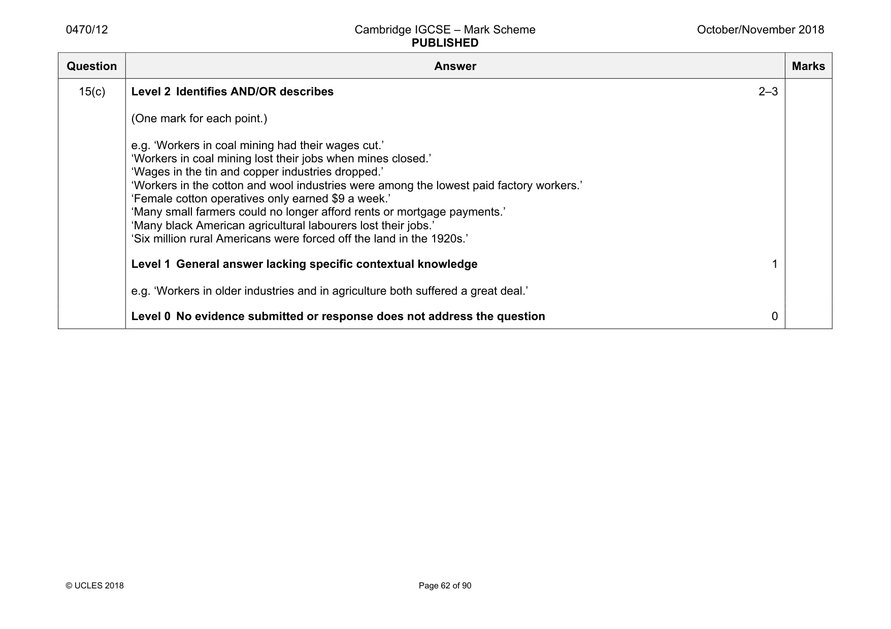Mark scheme, page 62 of 90