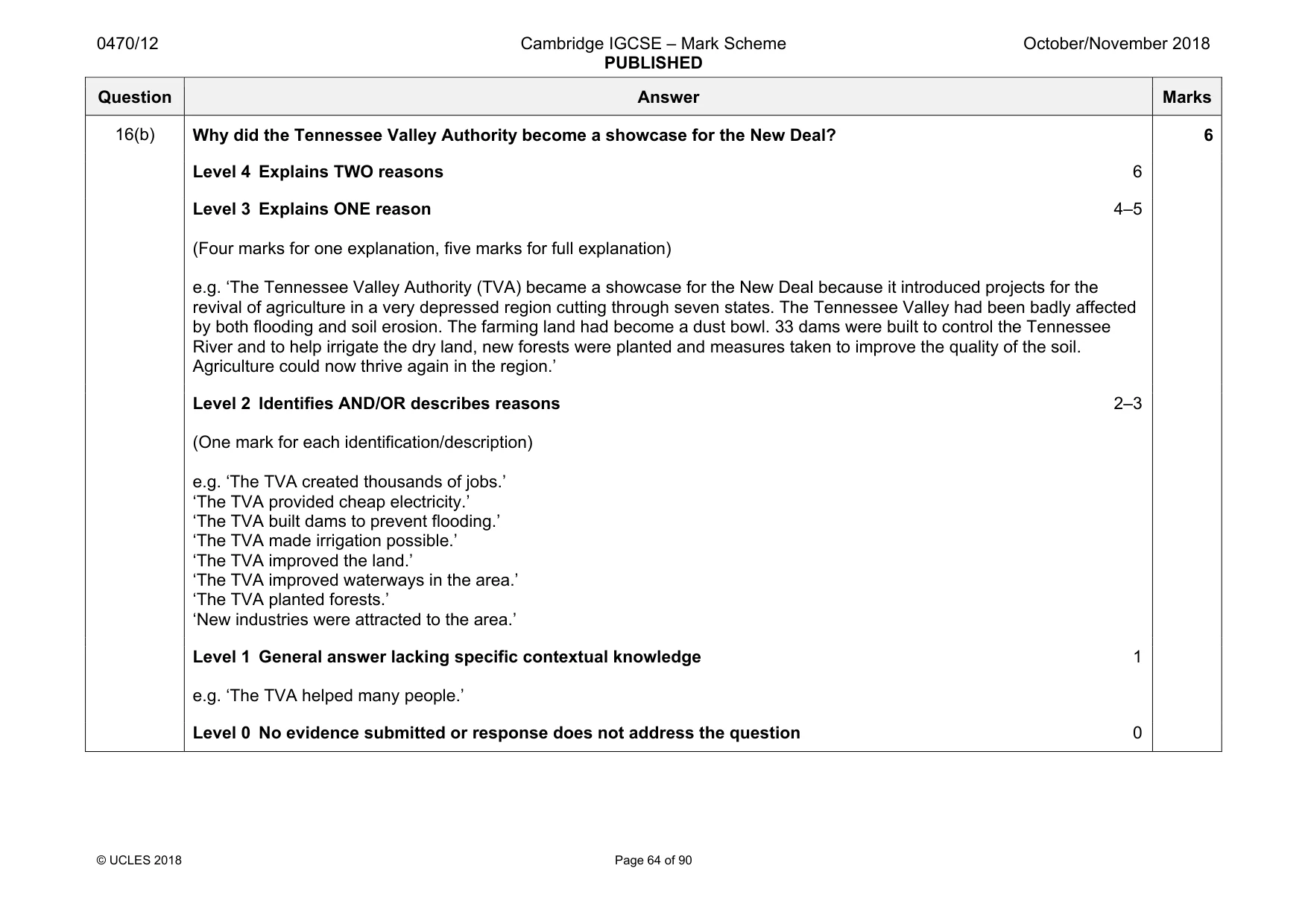 Mark scheme, page 64 of 90