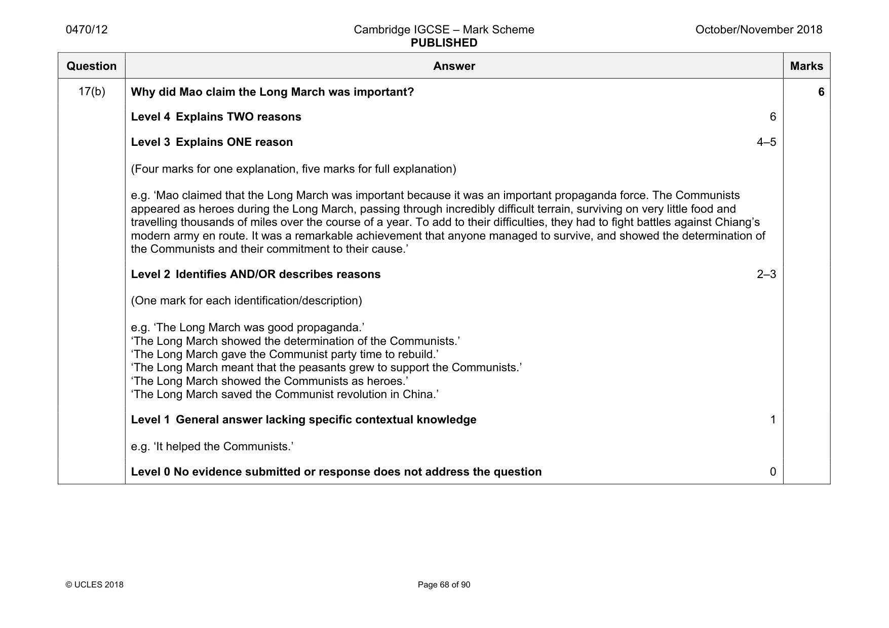Mark scheme, page 68 of 90