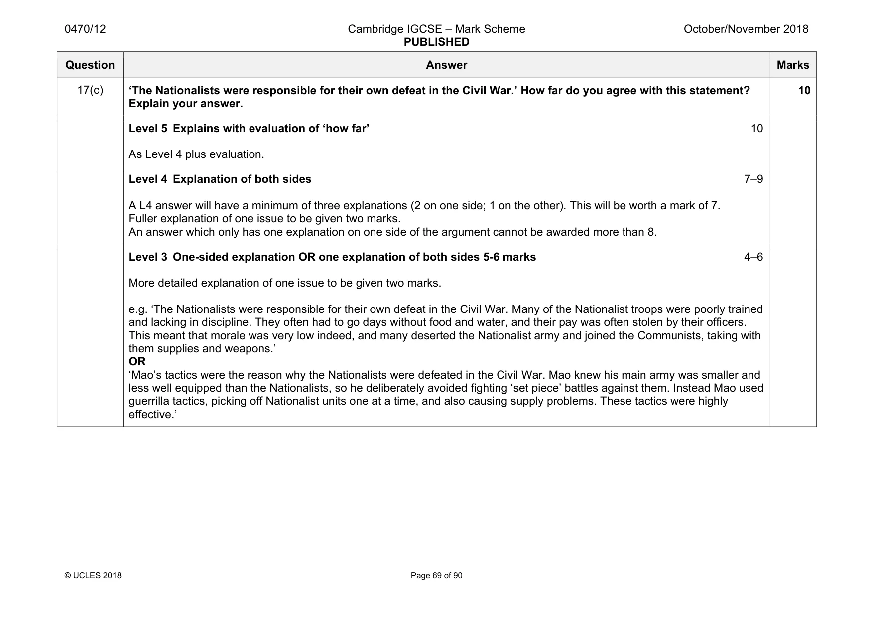 Mark scheme, page 69 of 90
