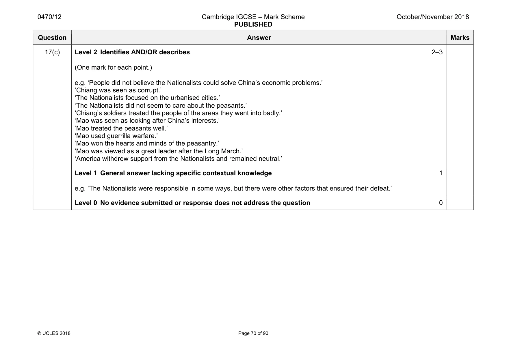 Mark scheme, page 70 of 90