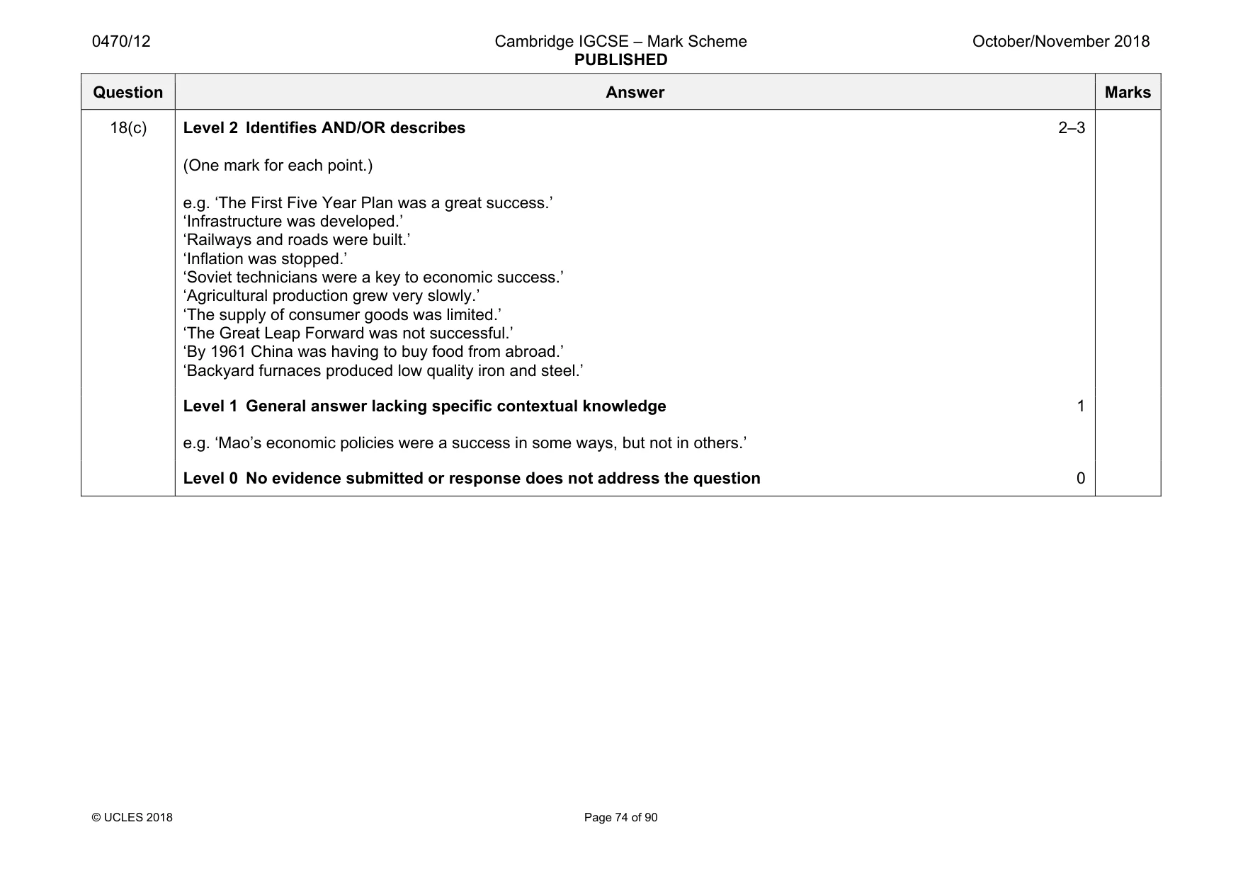 Mark scheme, page 74 of 90