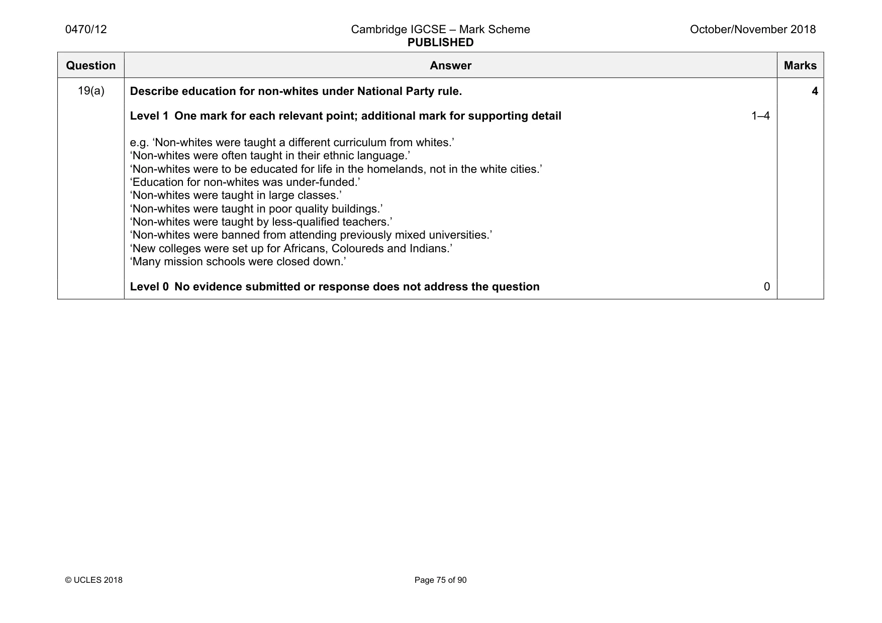 Mark scheme, page 75 of 90