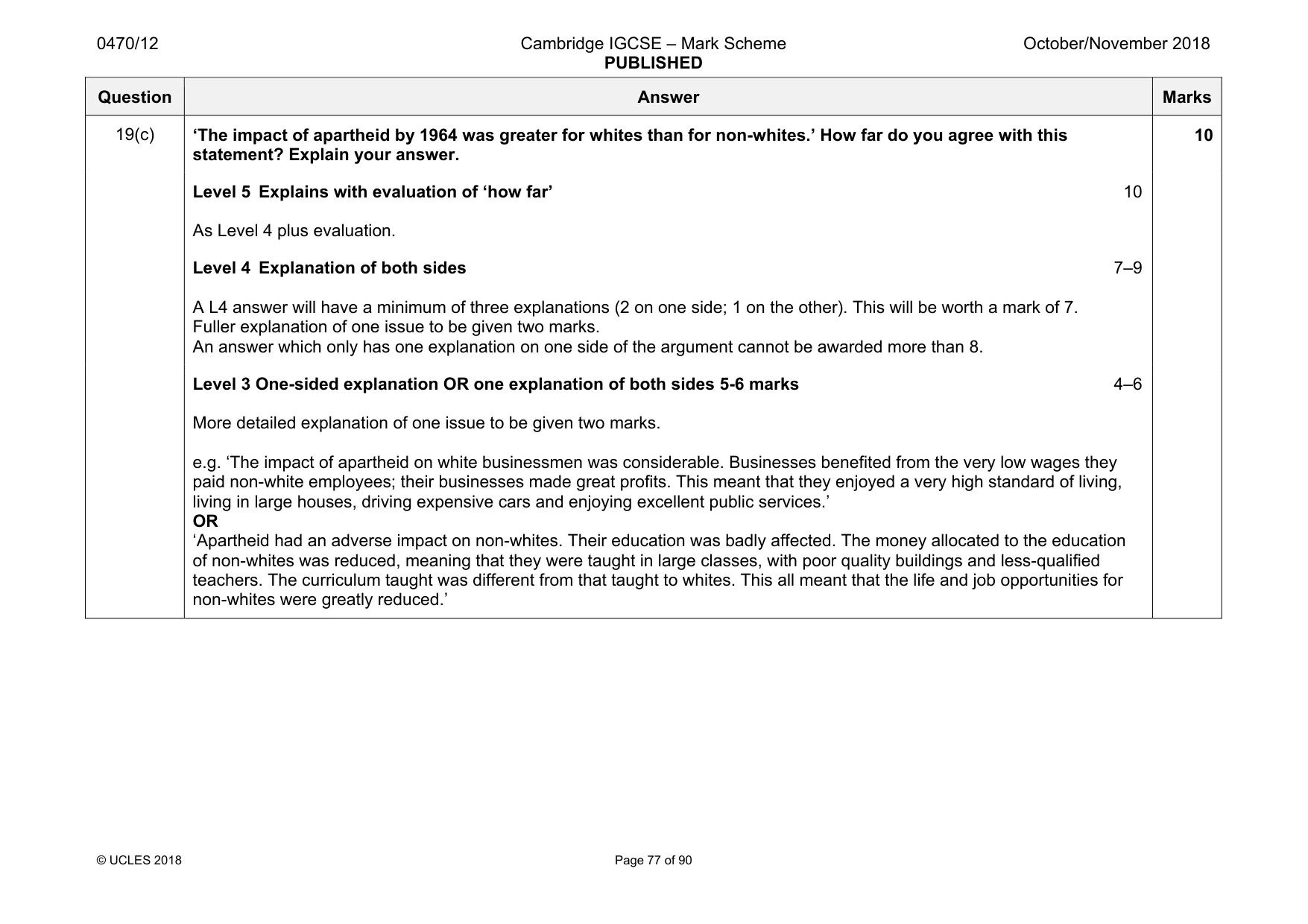 Mark scheme, page 77 of 90