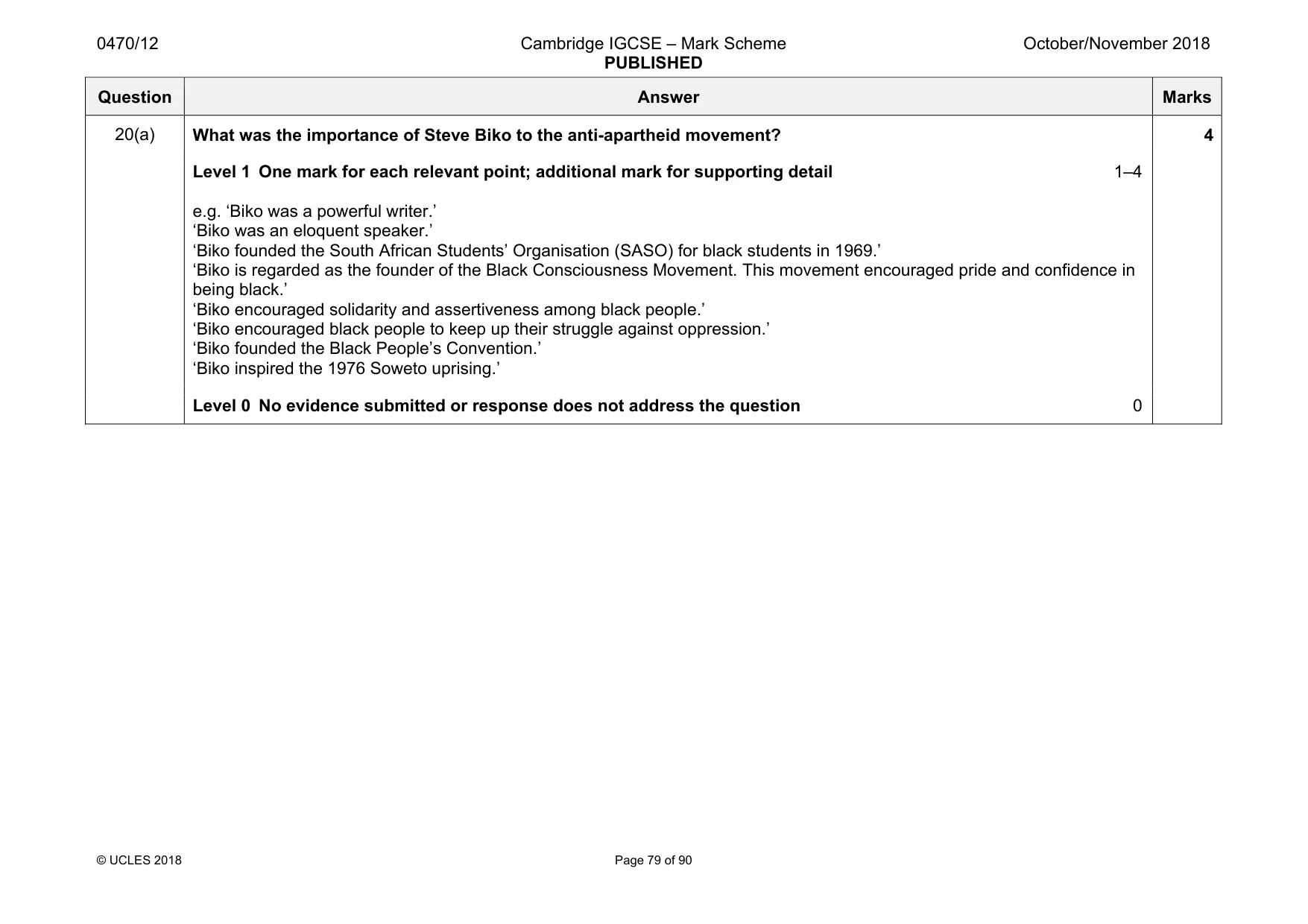 Mark scheme, page 79 of 90