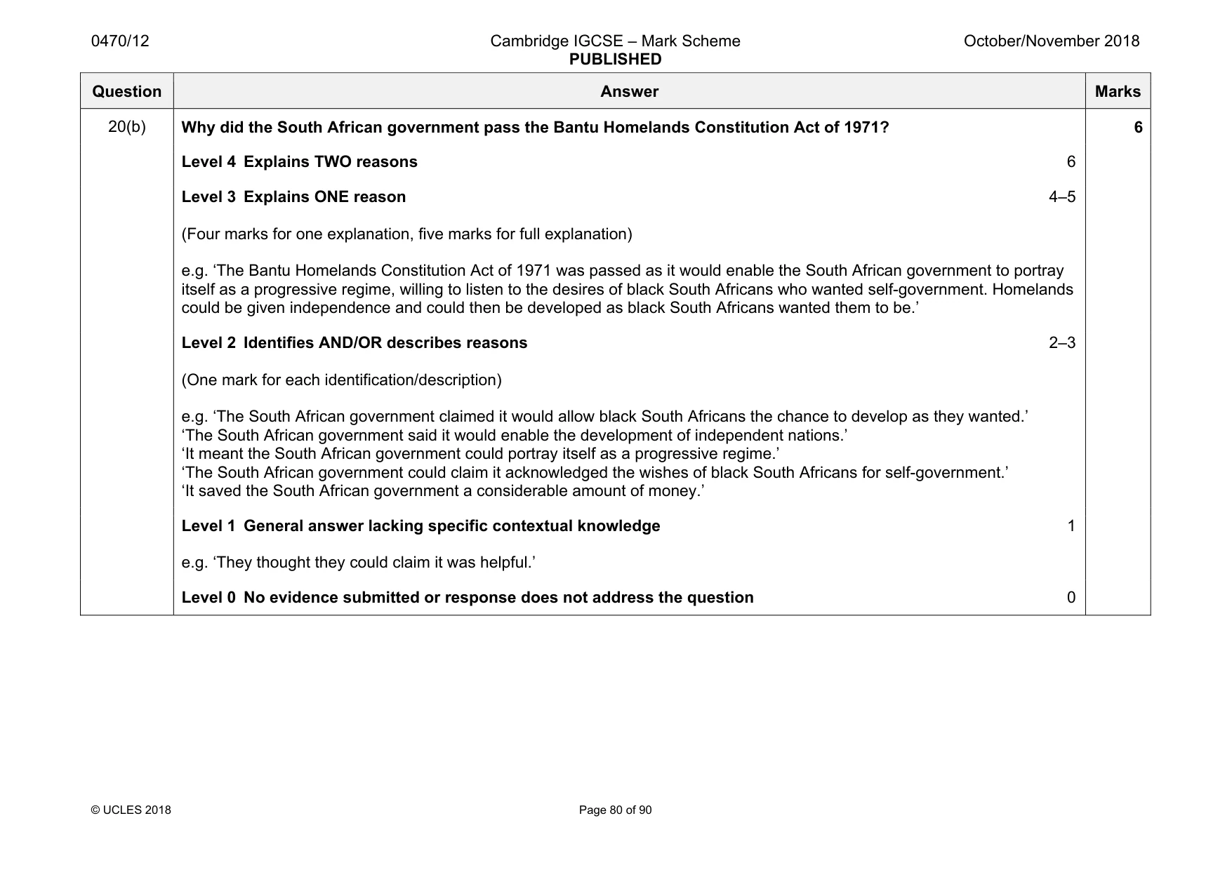 Mark scheme, page 80 of 90
