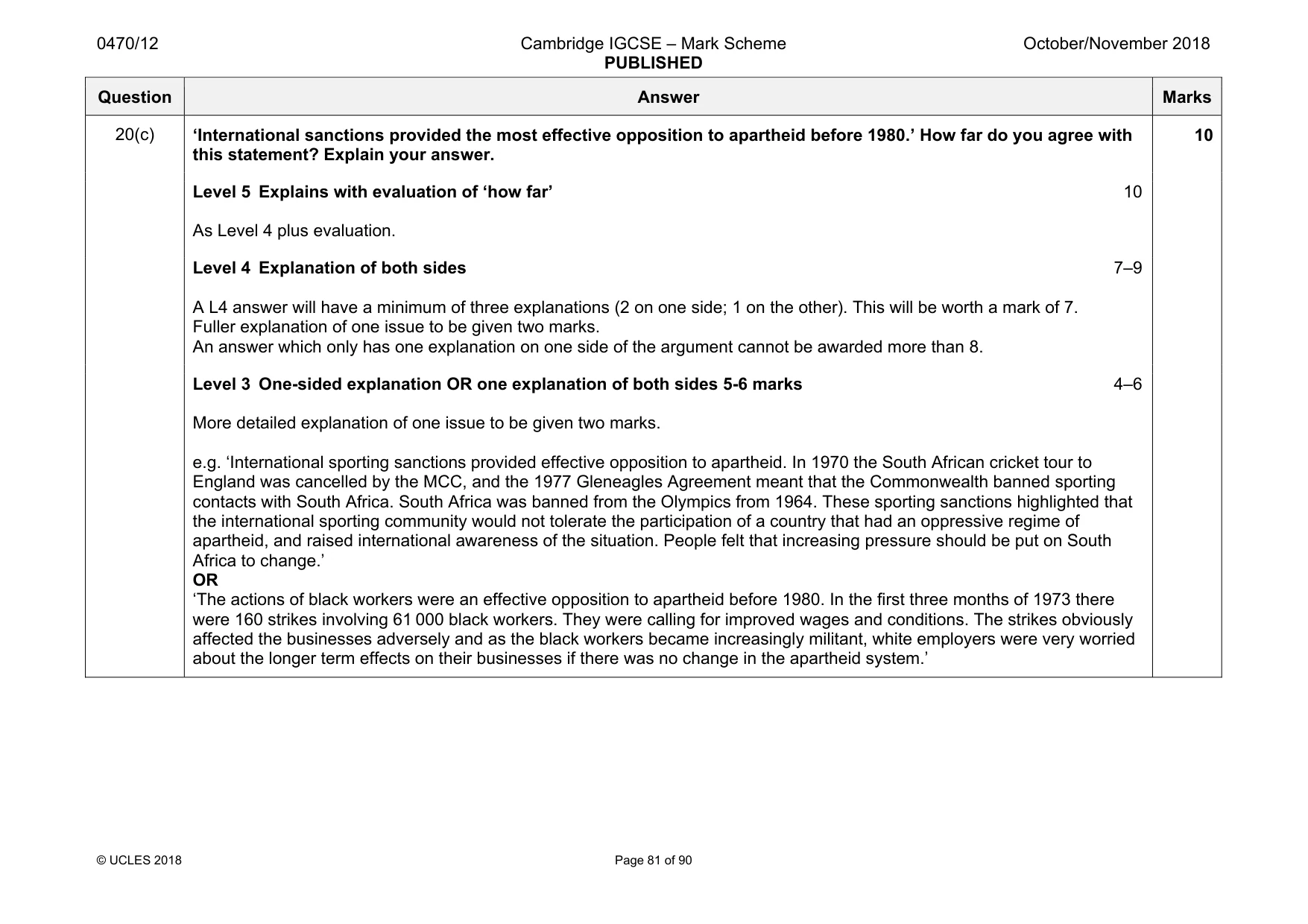 Mark scheme, page 81 of 90
