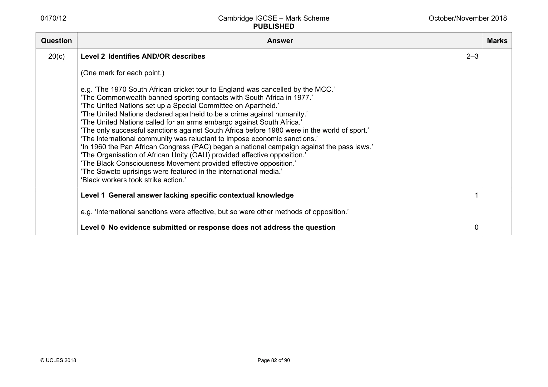 Mark scheme, page 82 of 90