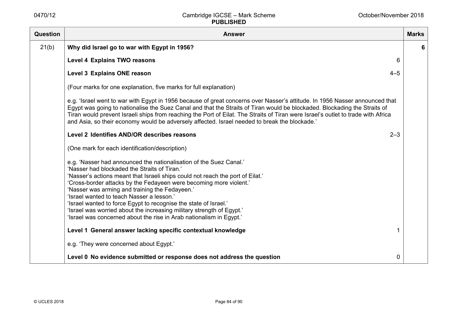 Mark scheme, page 84 of 90