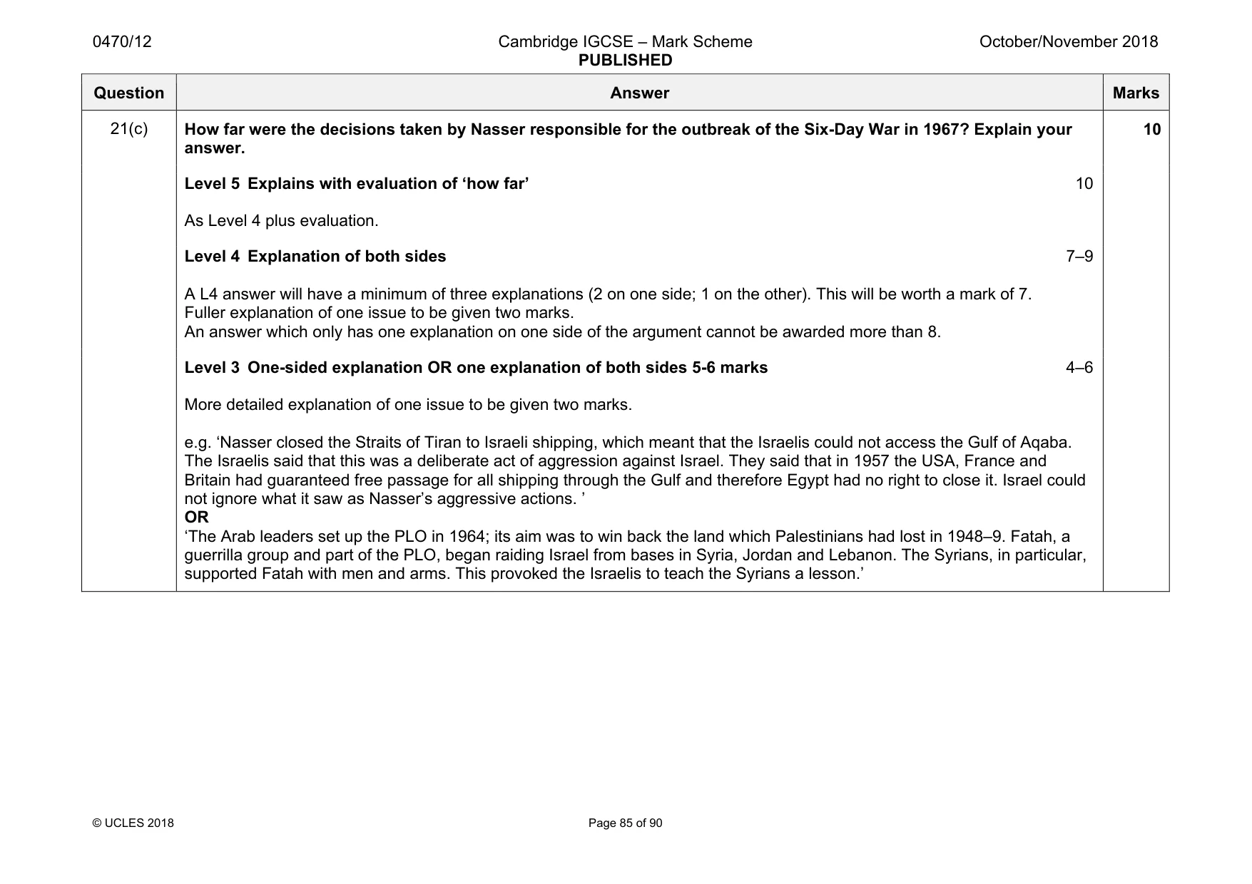 Mark scheme, page 85 of 90