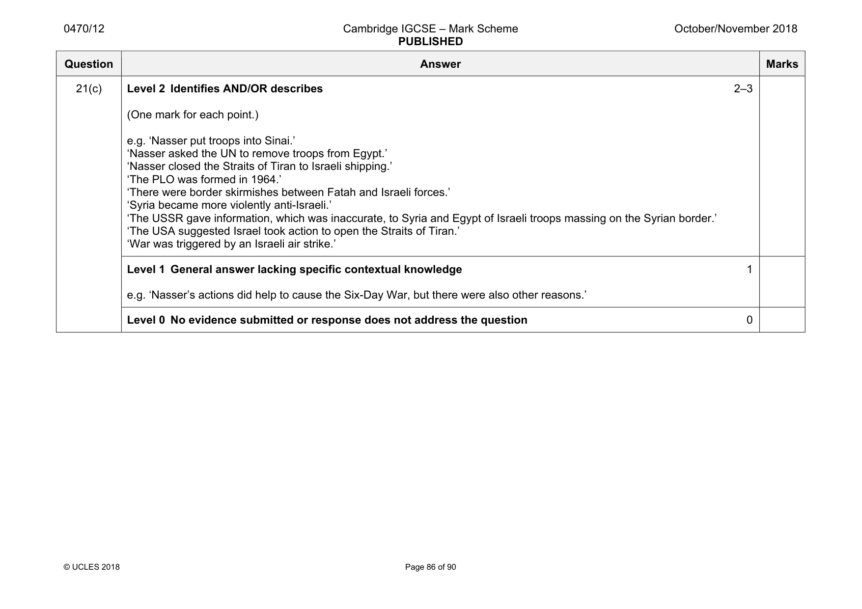 Mark scheme, page 86 of 90