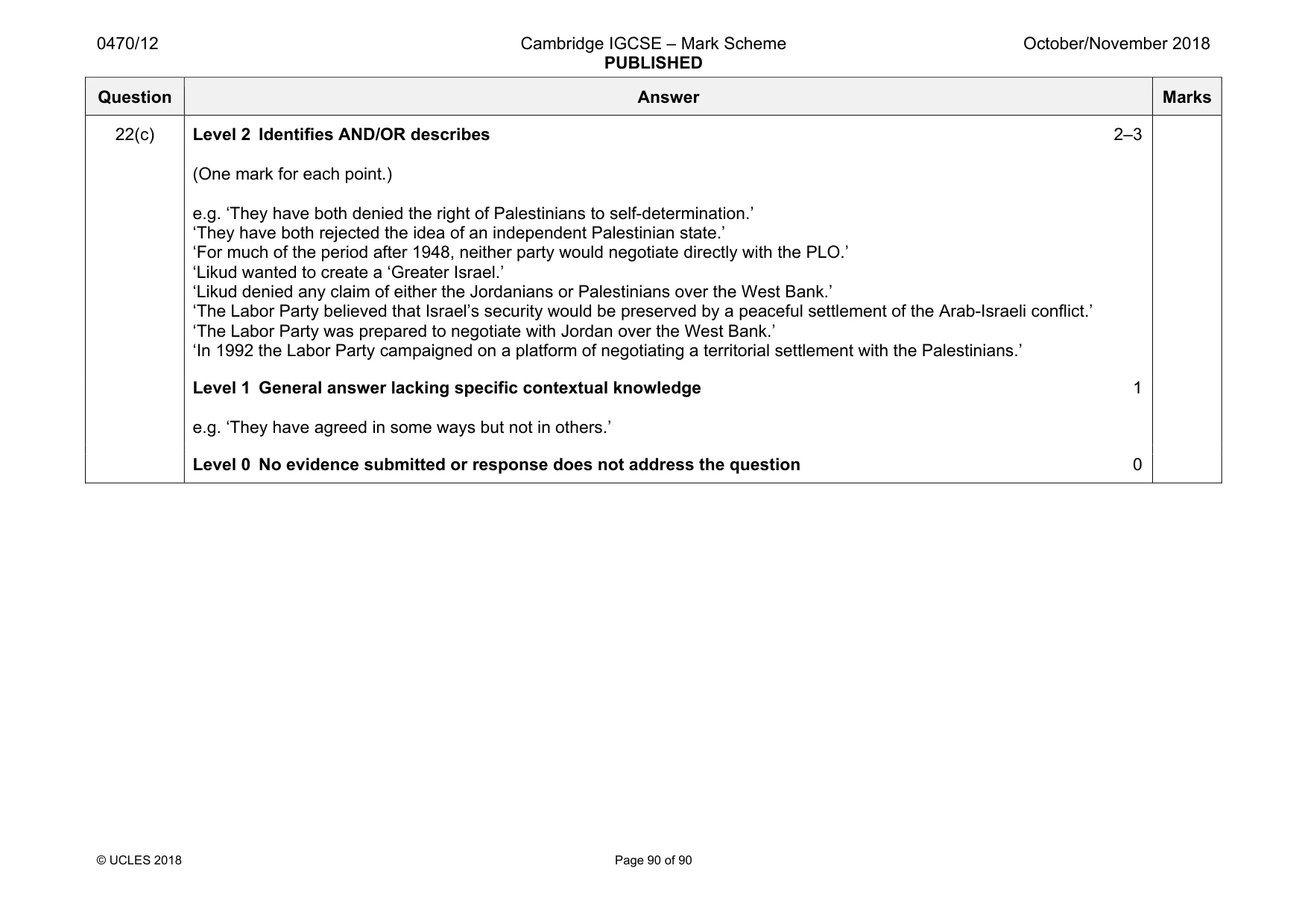 Mark scheme, page 90 of 90