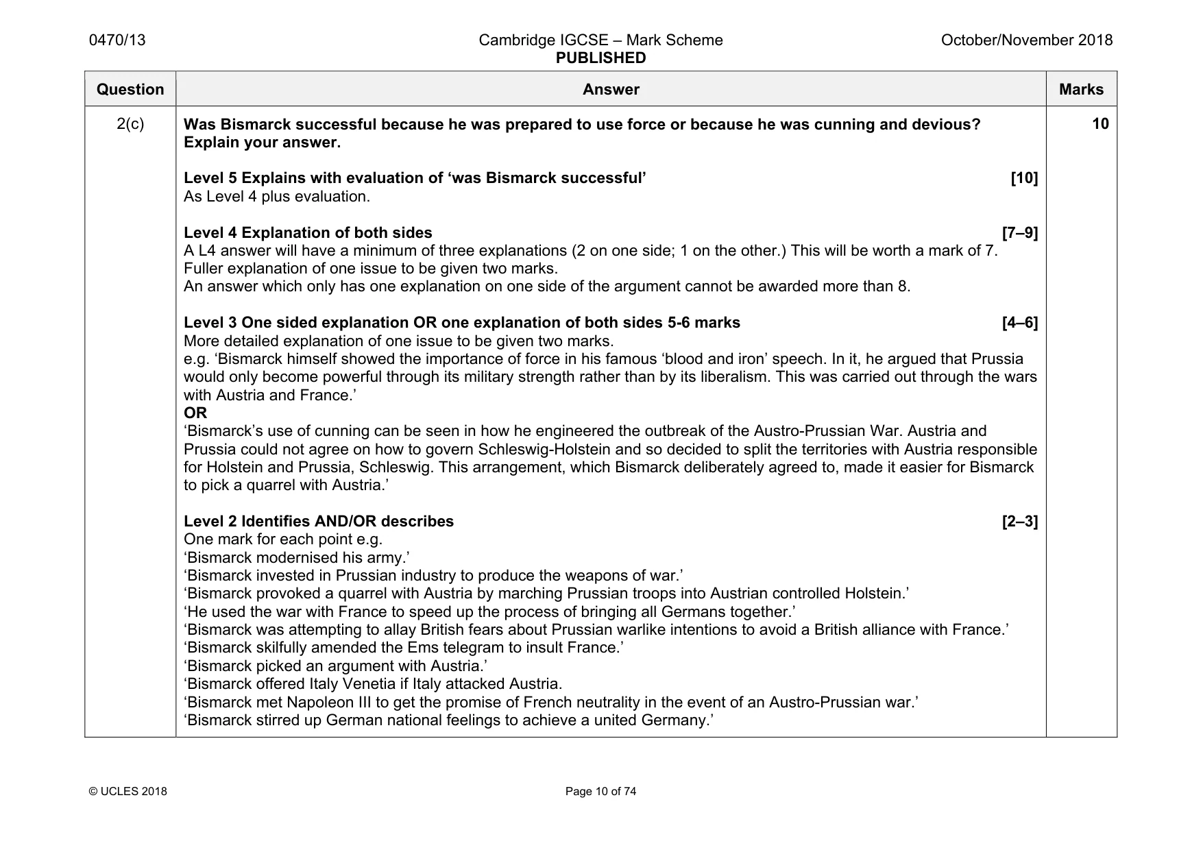 Mark scheme, page 10 of 74