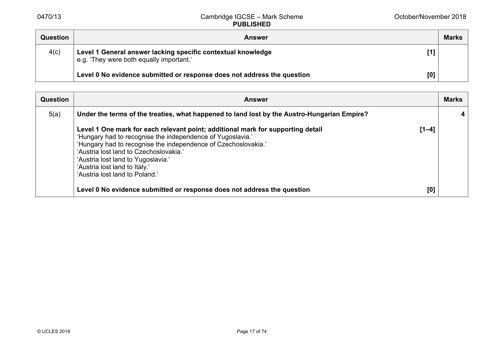 Mark scheme, page 17 of 74