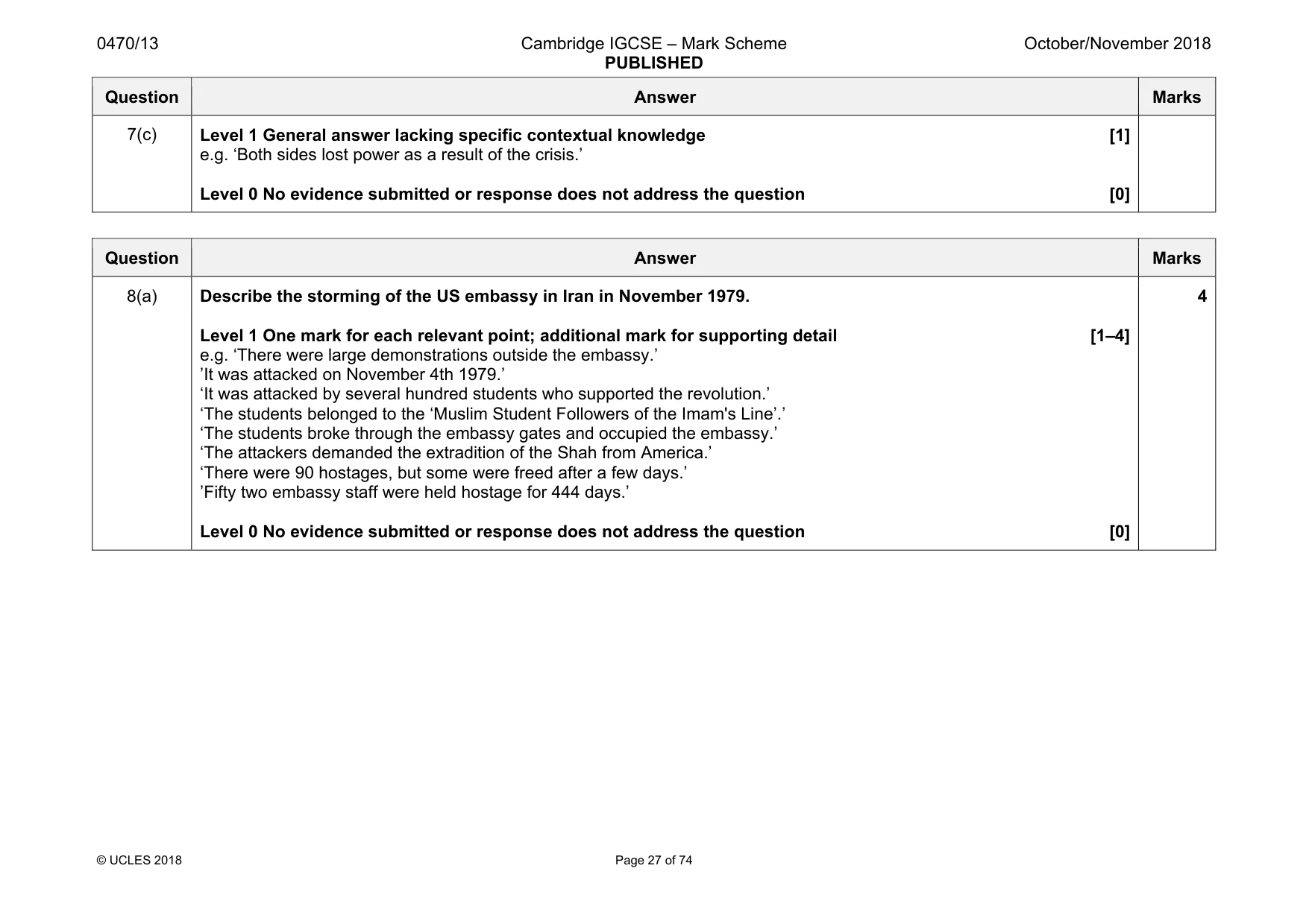 Mark scheme, page 27 of 74