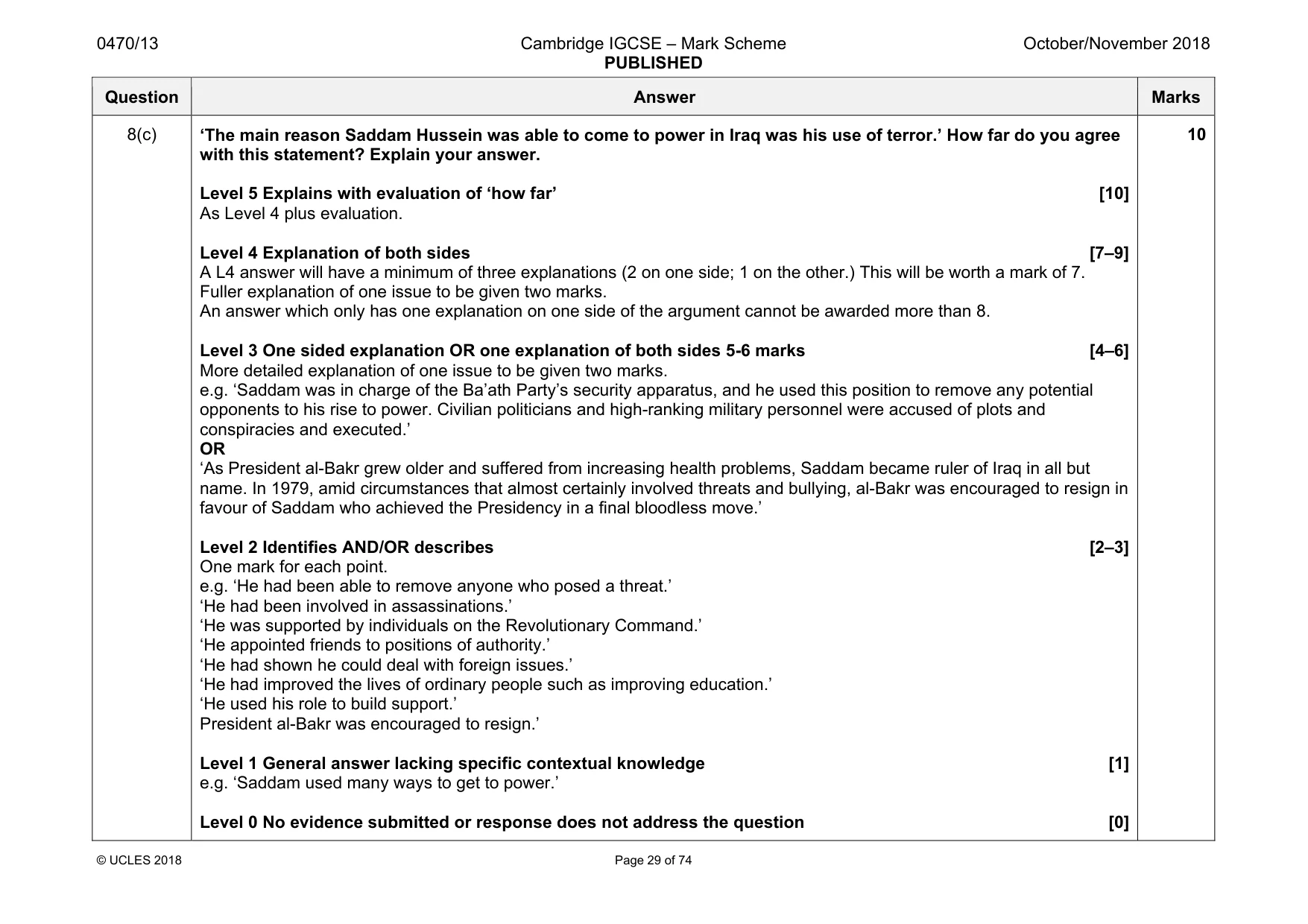 Mark scheme, page 29 of 74
