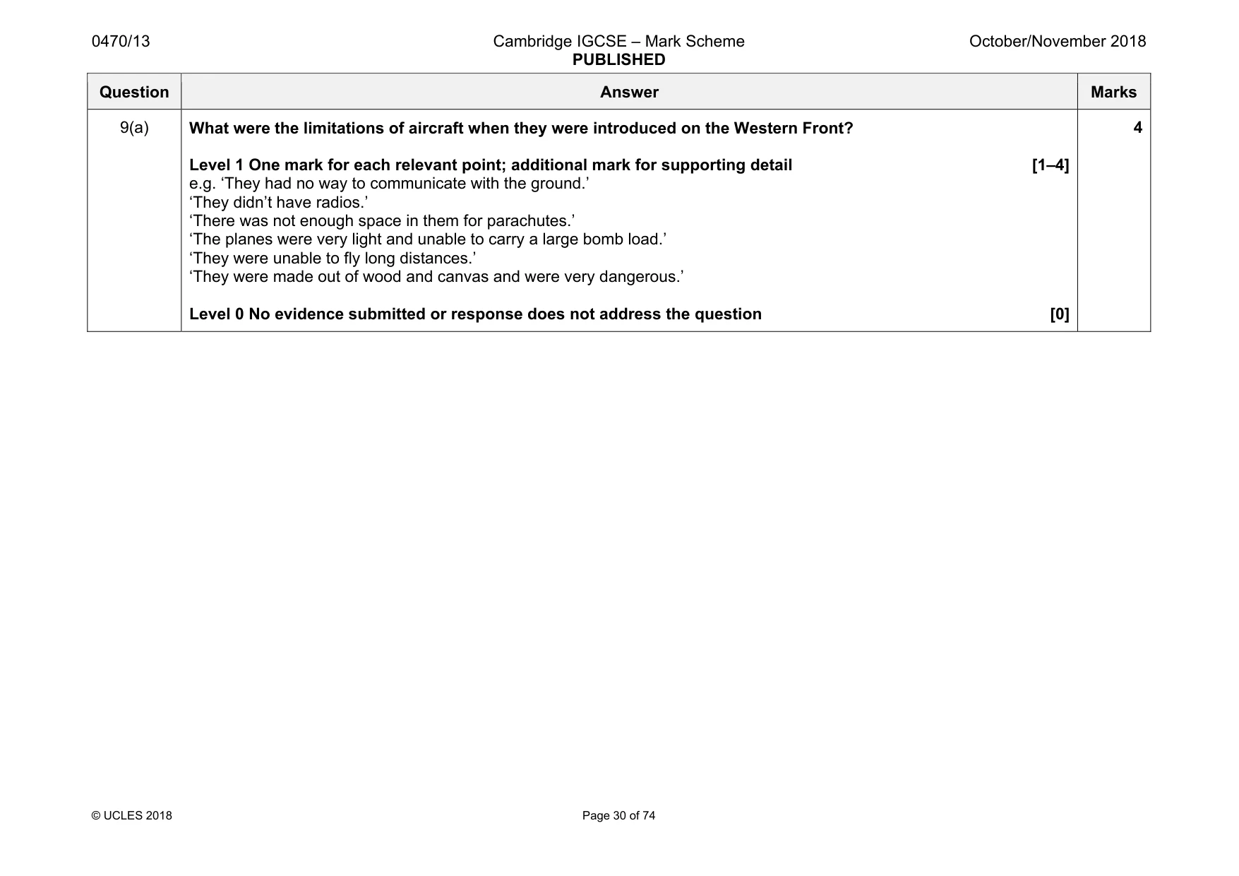 Mark scheme, page 30 of 74