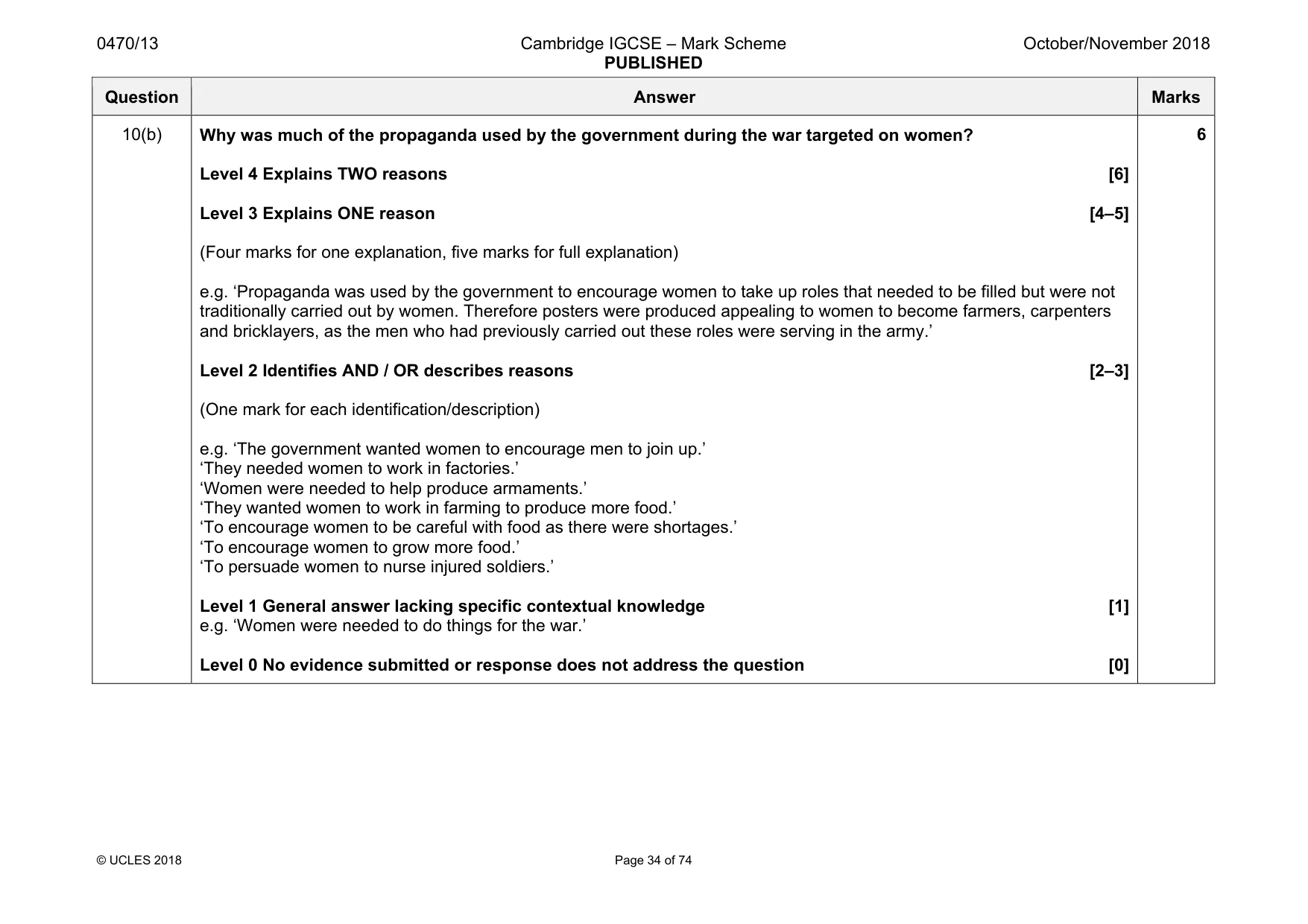 Mark scheme, page 34 of 74