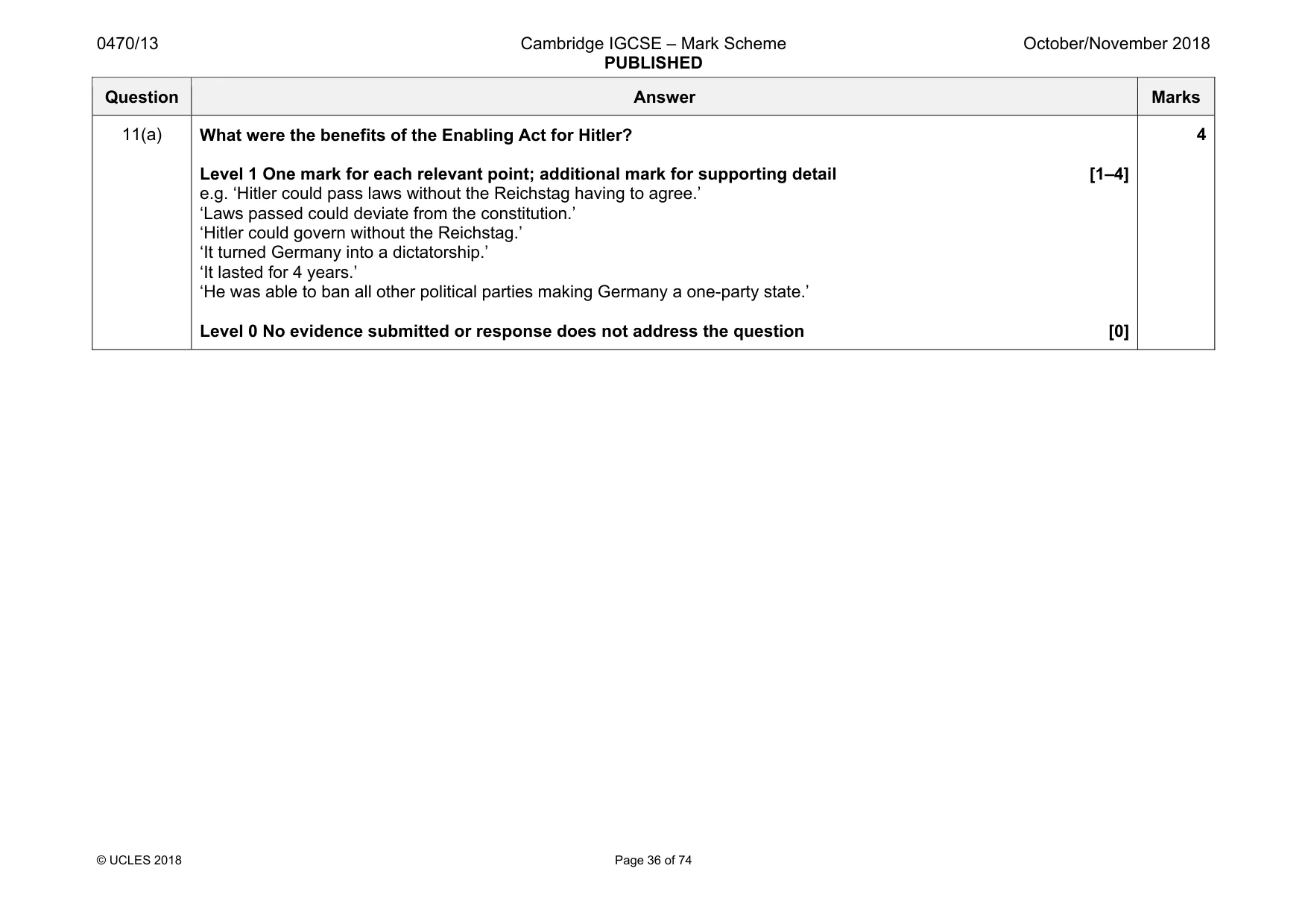 Mark scheme, page 36 of 74