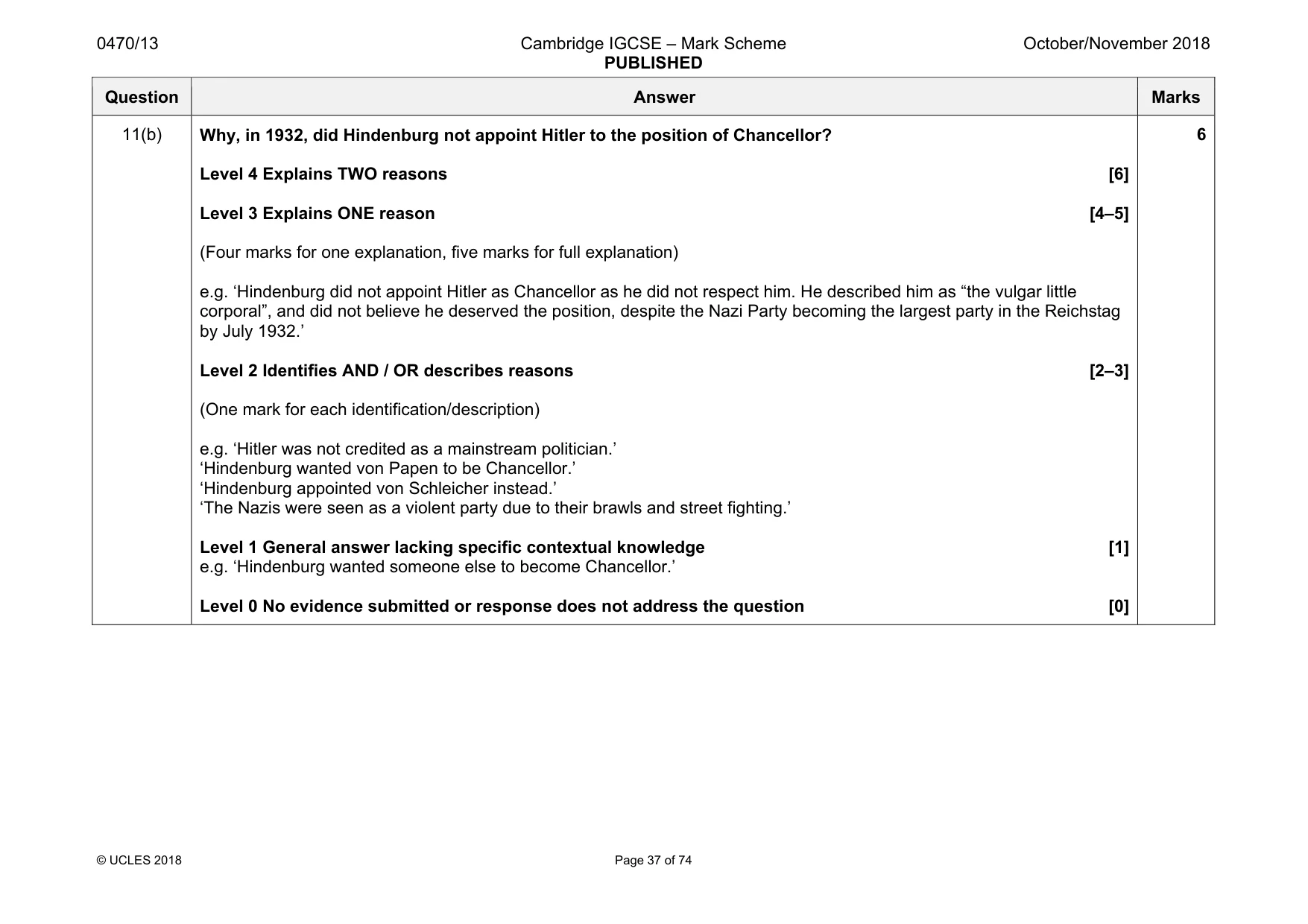 Mark scheme, page 37 of 74