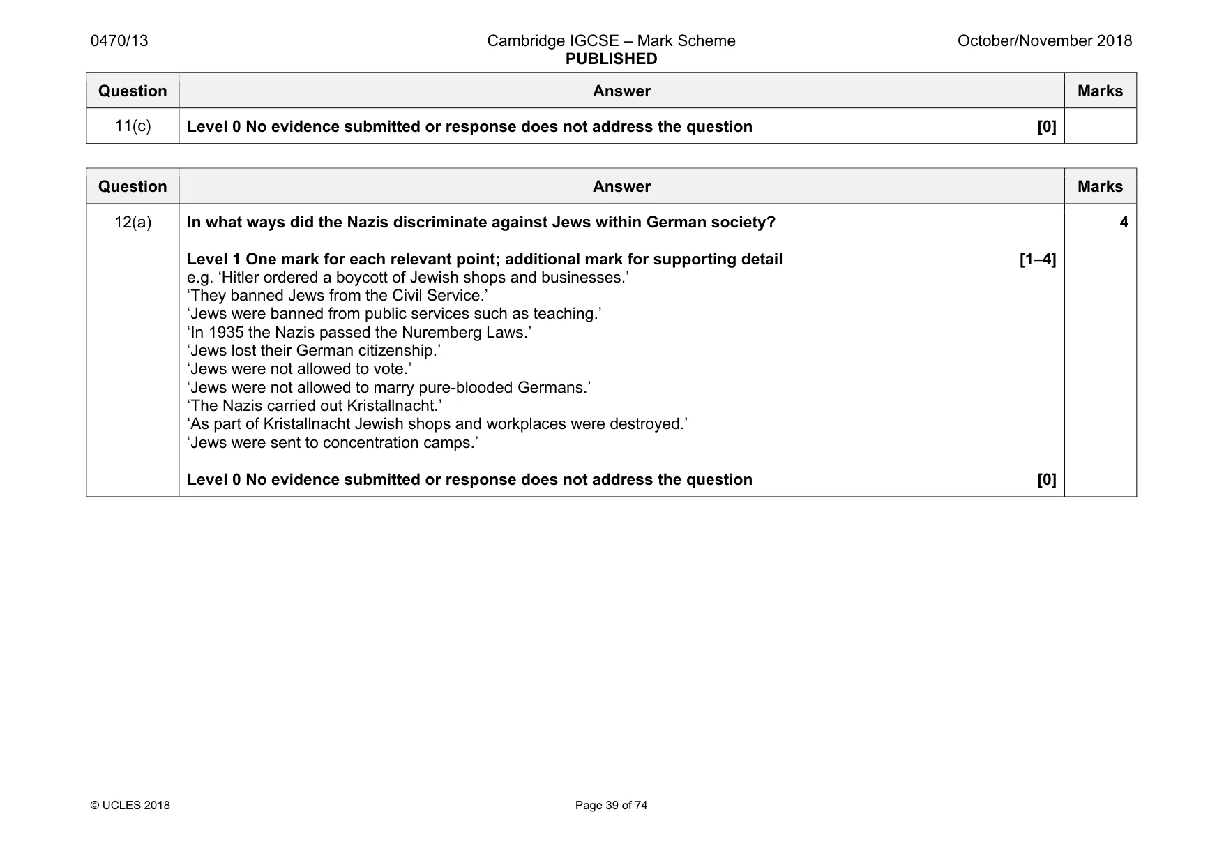 Mark scheme, page 39 of 74