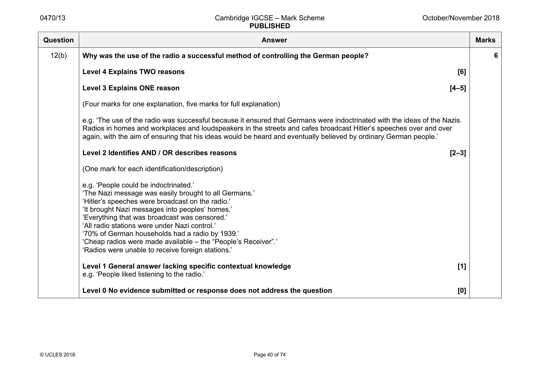 Mark scheme, page 40 of 74