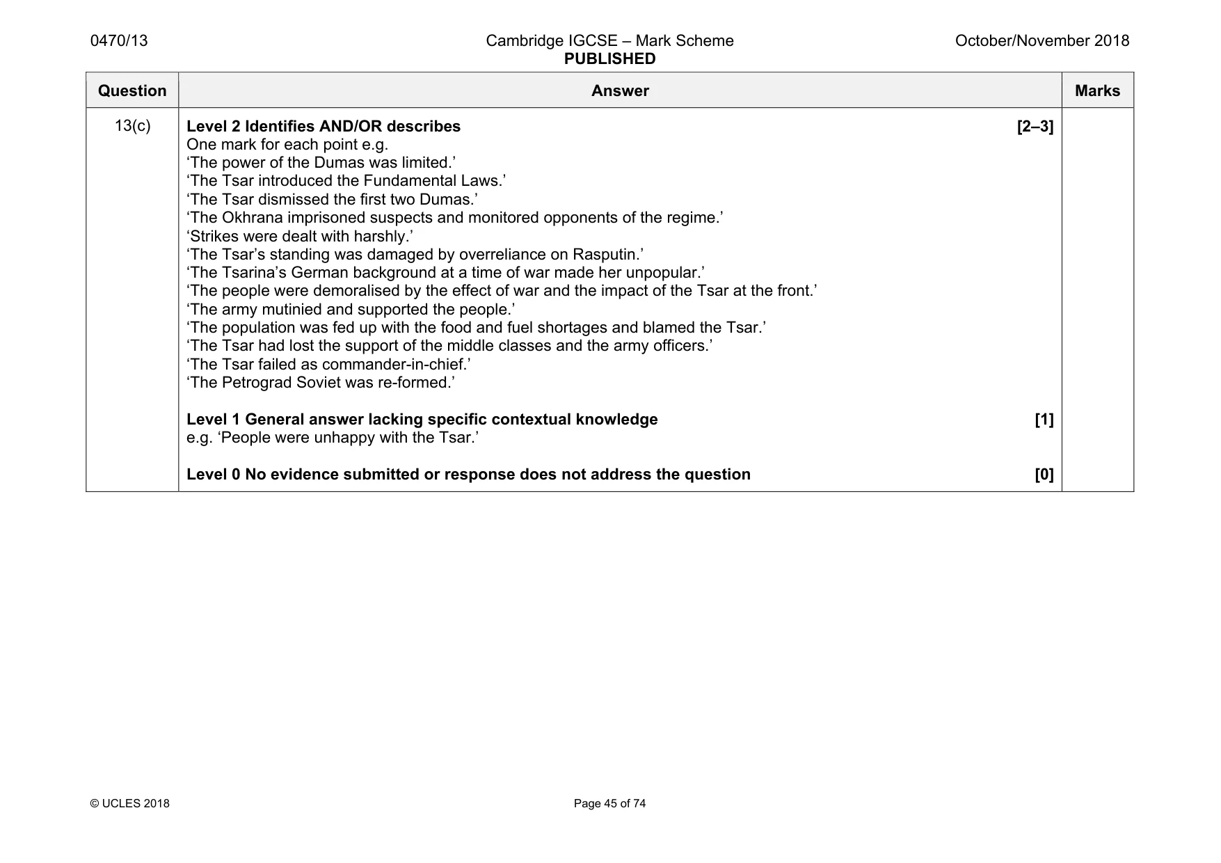 Mark scheme, page 45 of 74