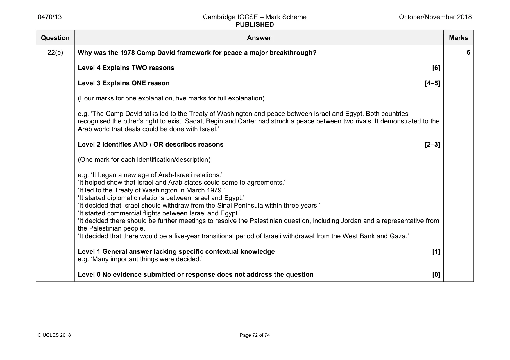 Mark scheme, page 72 of 74