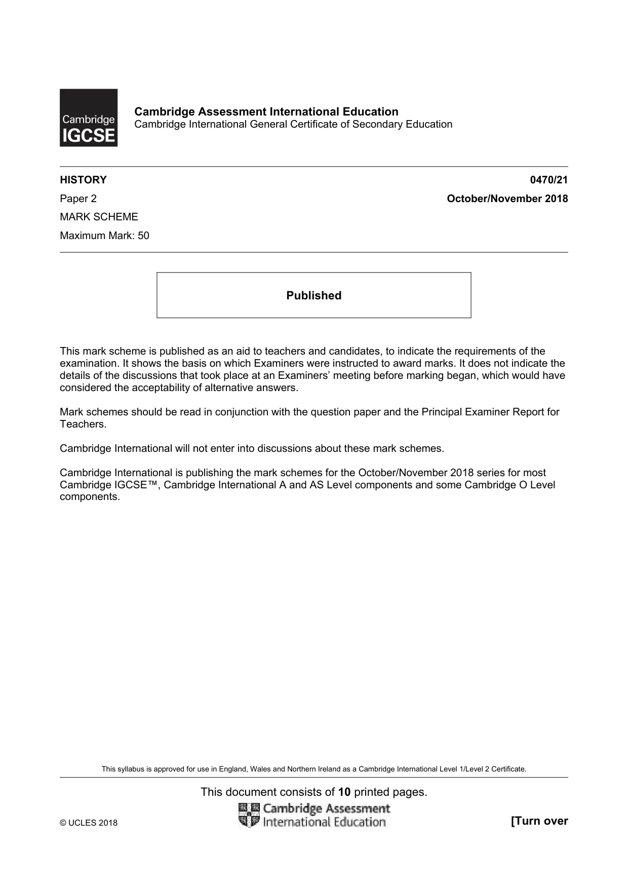 Mark scheme, page 1 of 10