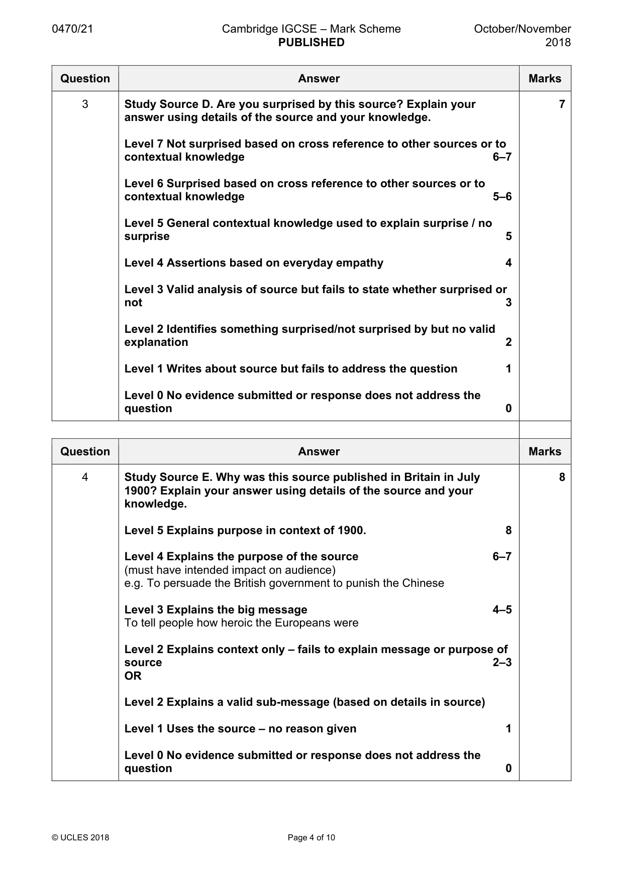 Mark scheme, page 4 of 10