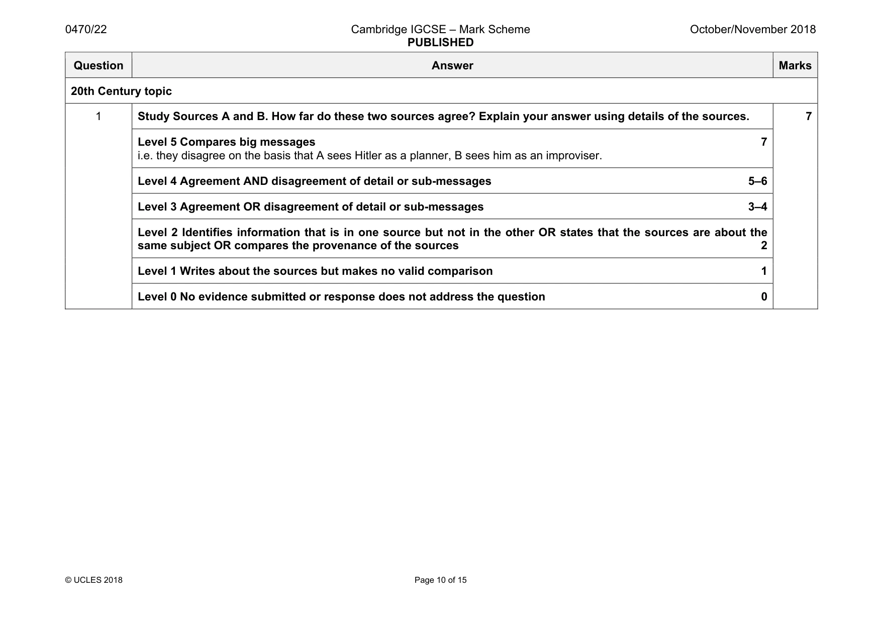 Mark scheme, page 10 of 15