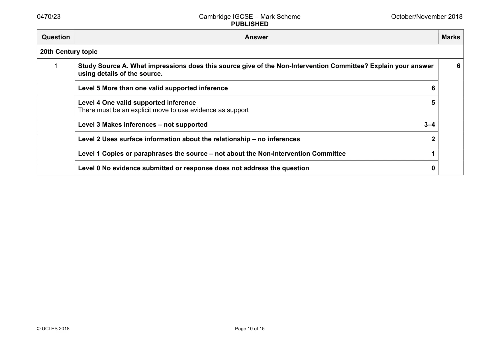 Mark scheme, page 10 of 15