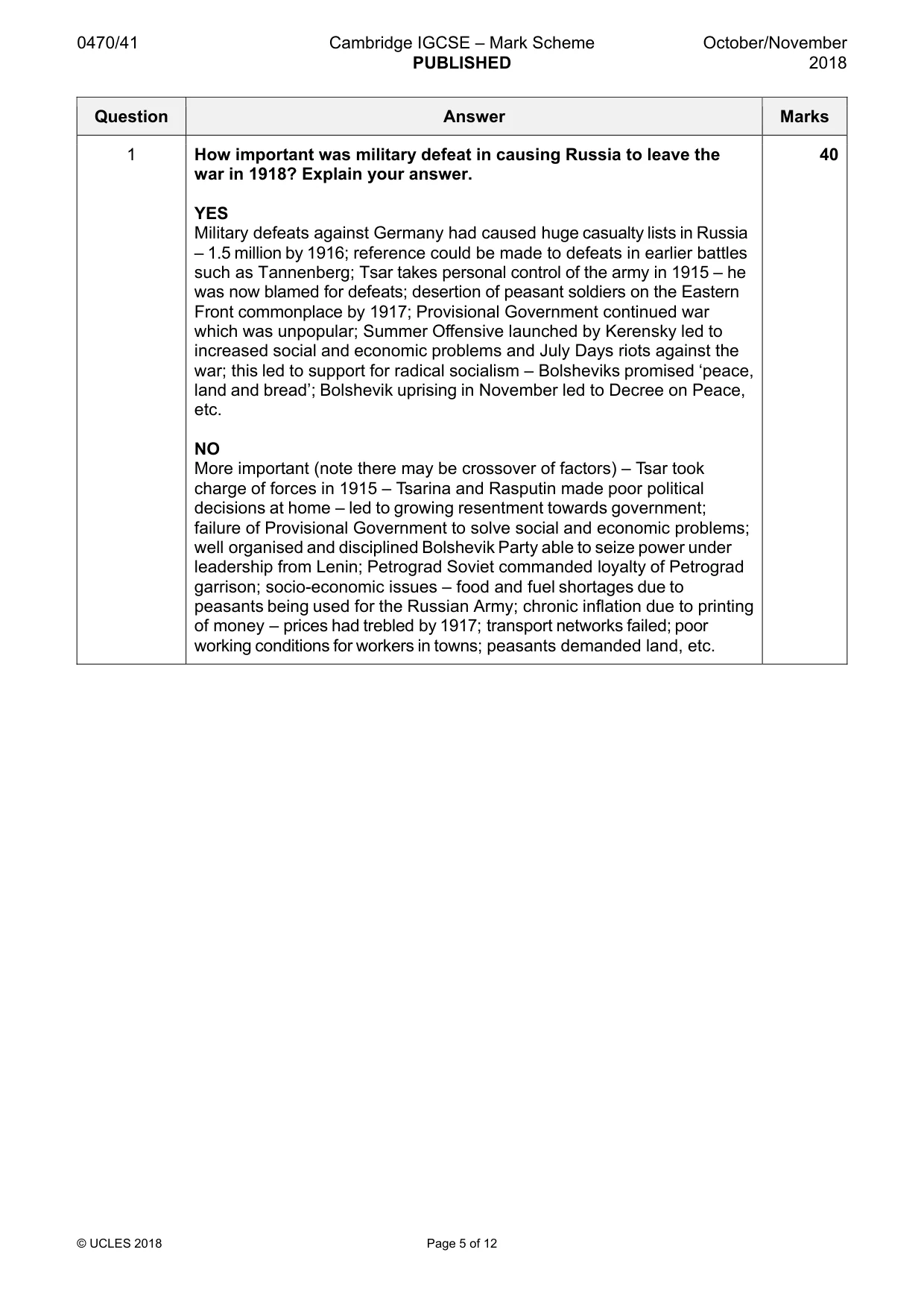 Mark scheme, page 5 of 12