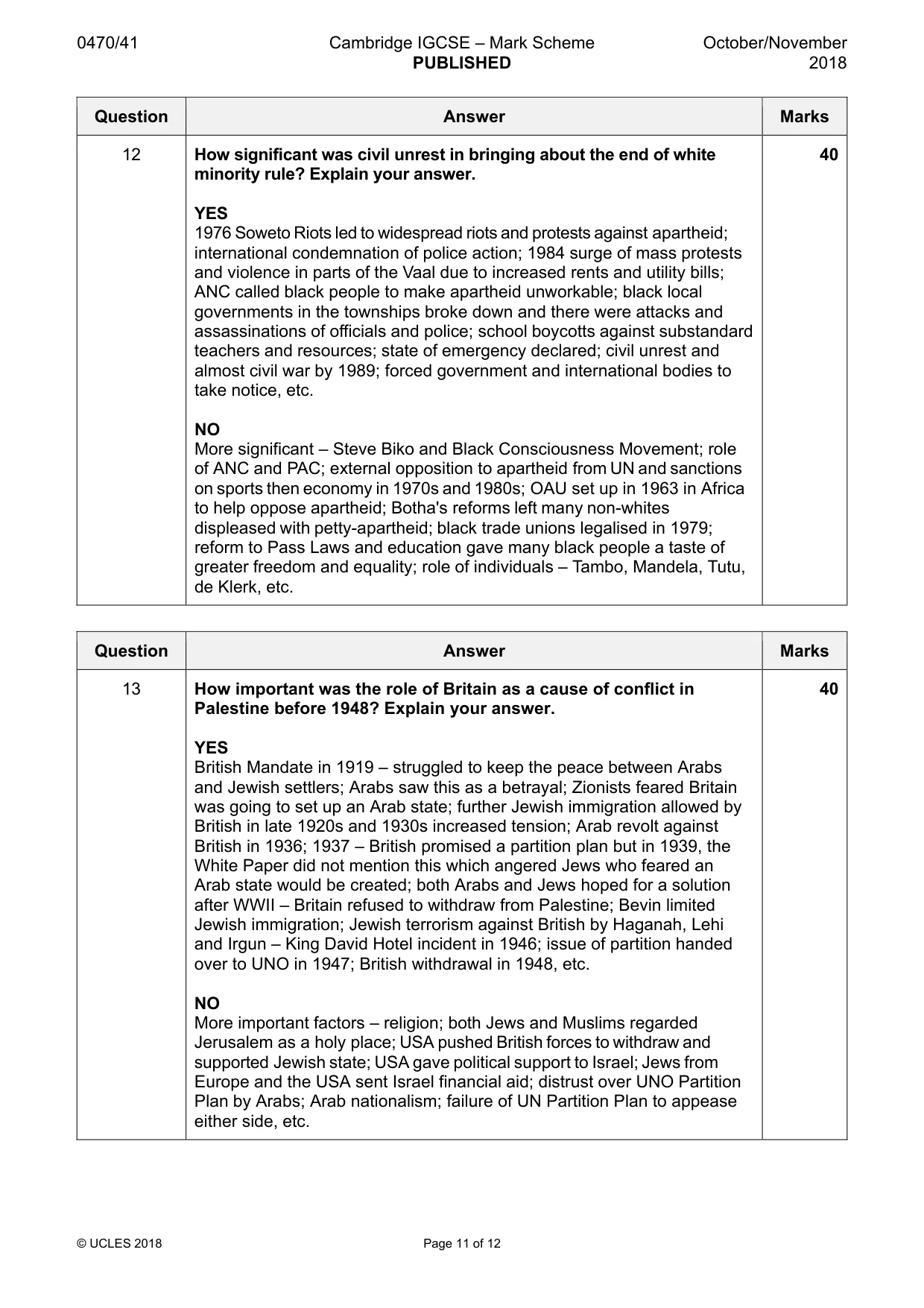 Mark scheme, page 11 of 12