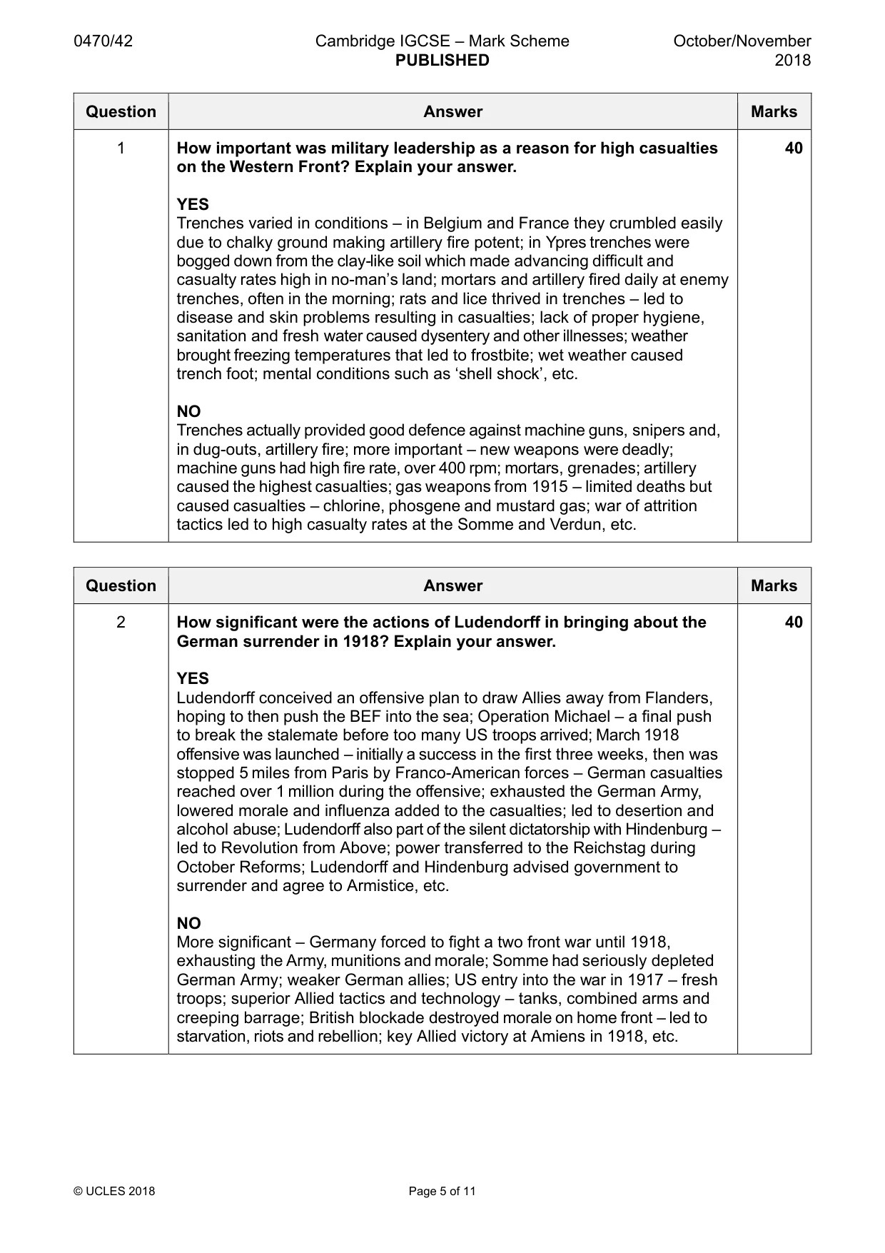 Mark scheme, page 5 of 11