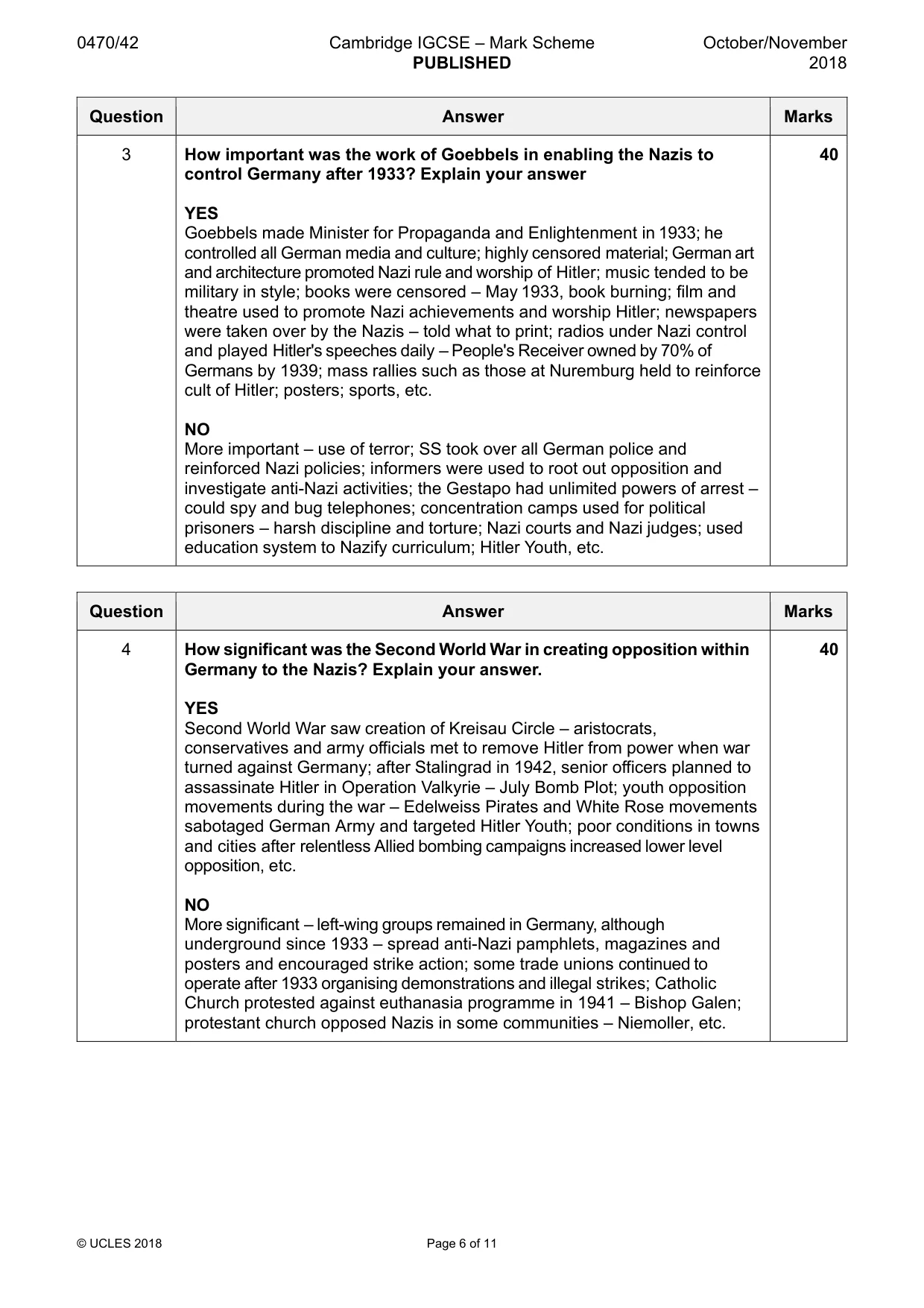 Mark scheme, page 6 of 11