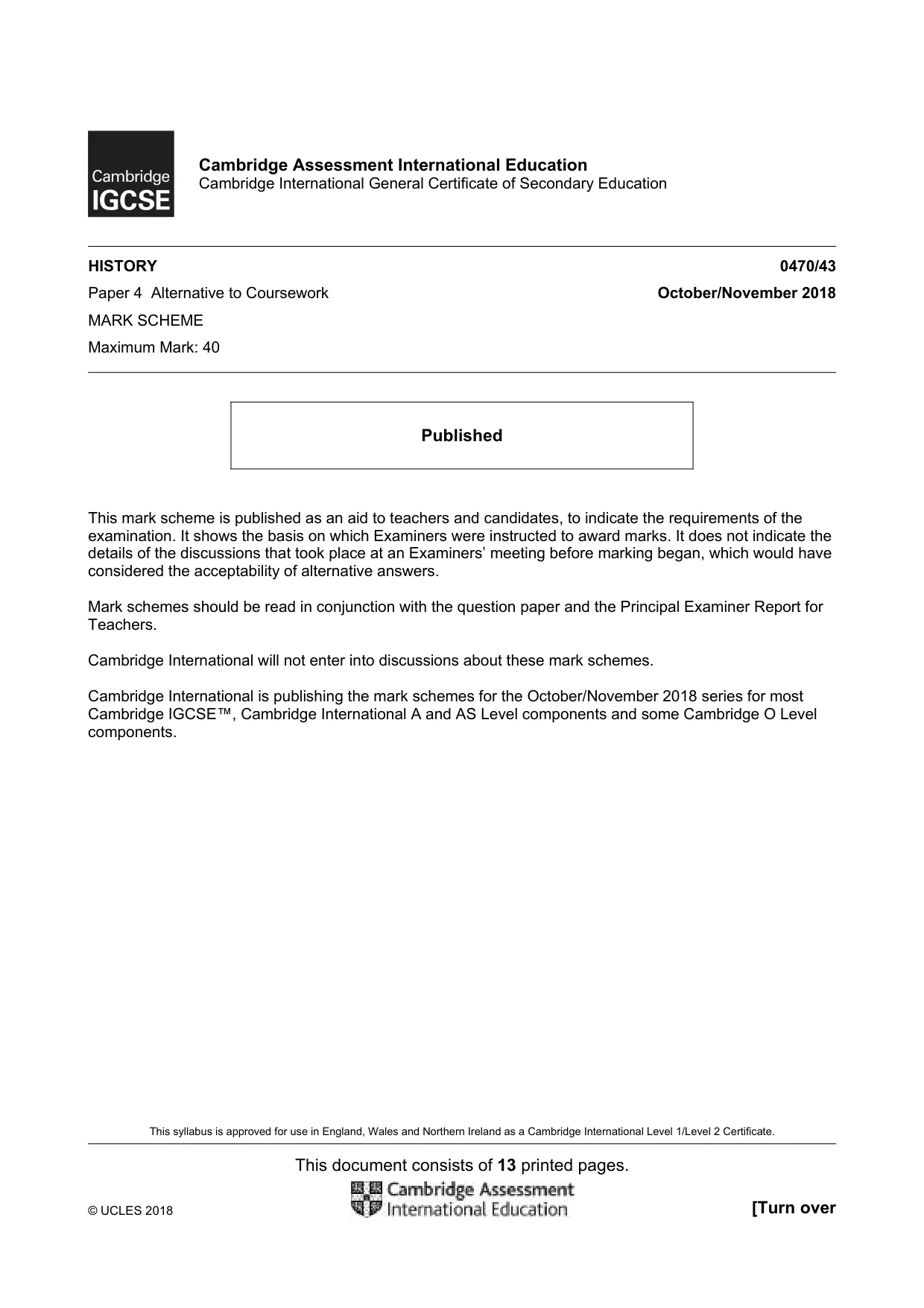Mark scheme, page 1 of 13