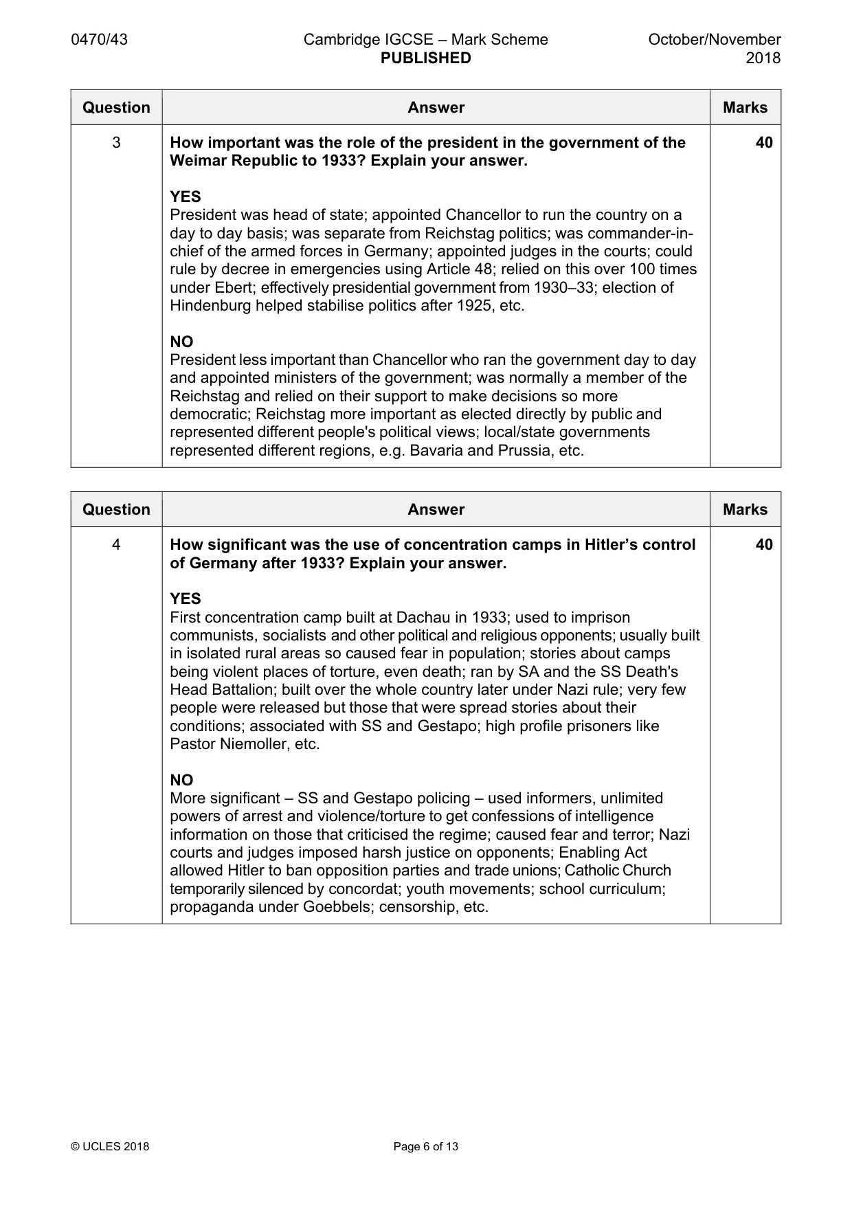 Mark scheme, page 6 of 13